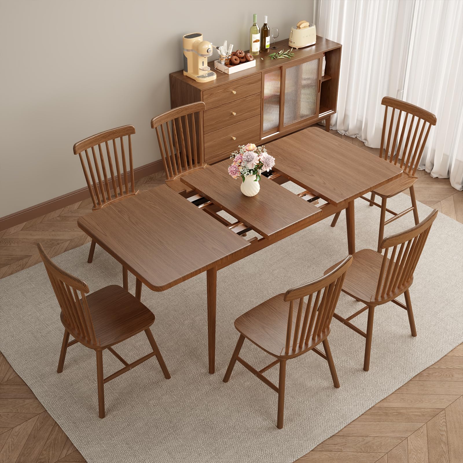 Solid Wood Extendable Dining Table 47.2-63 Inches for 4-8 People