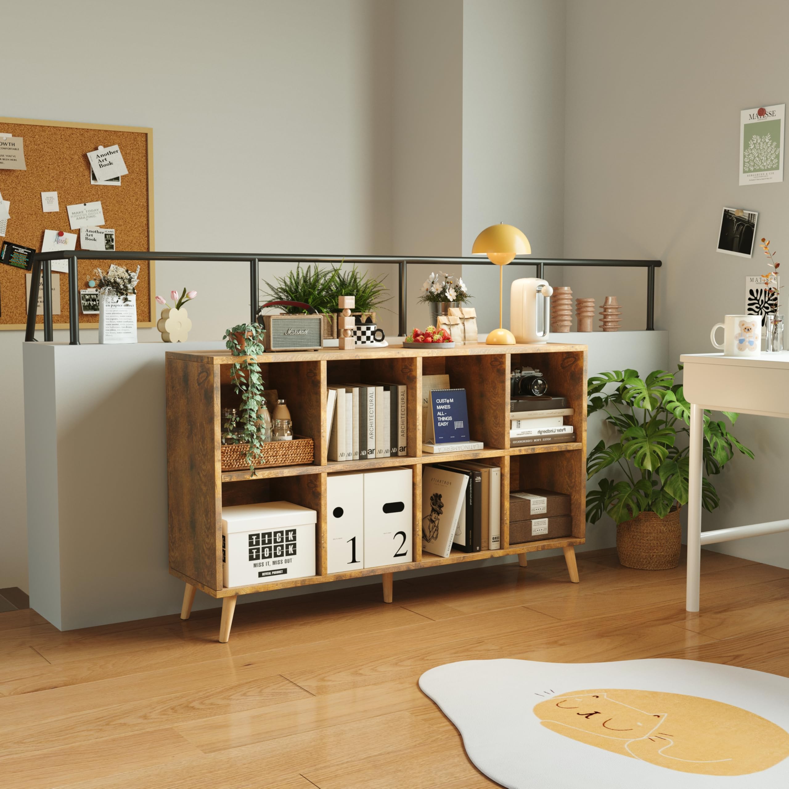 8-Cube Bookshelf with Legs Rustic Brown