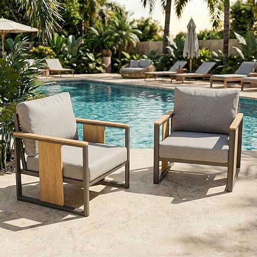 5-Piece Aluminum Outdoor Patio Sectional Conversation Set with Coffee Table