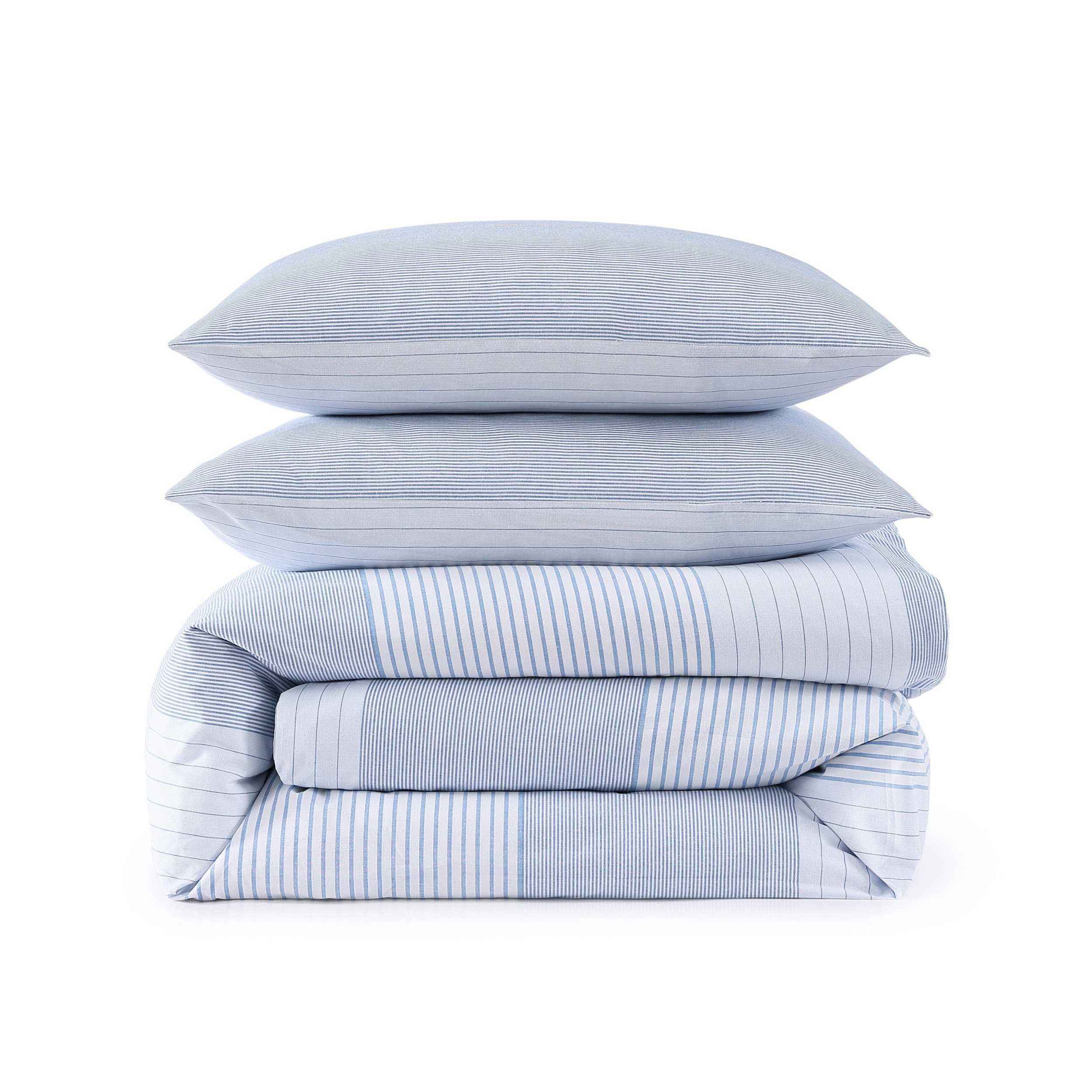 Modern Stripe Blue King Comforter Set