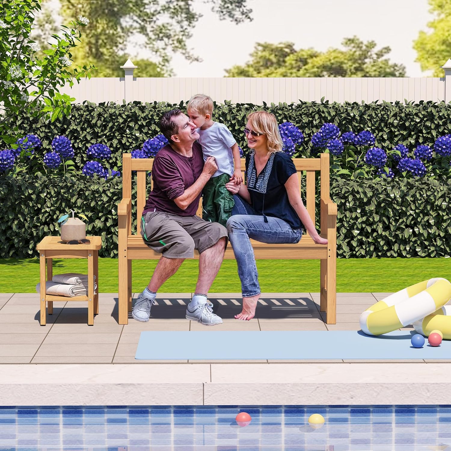 Teak Outdoor Bench for 2