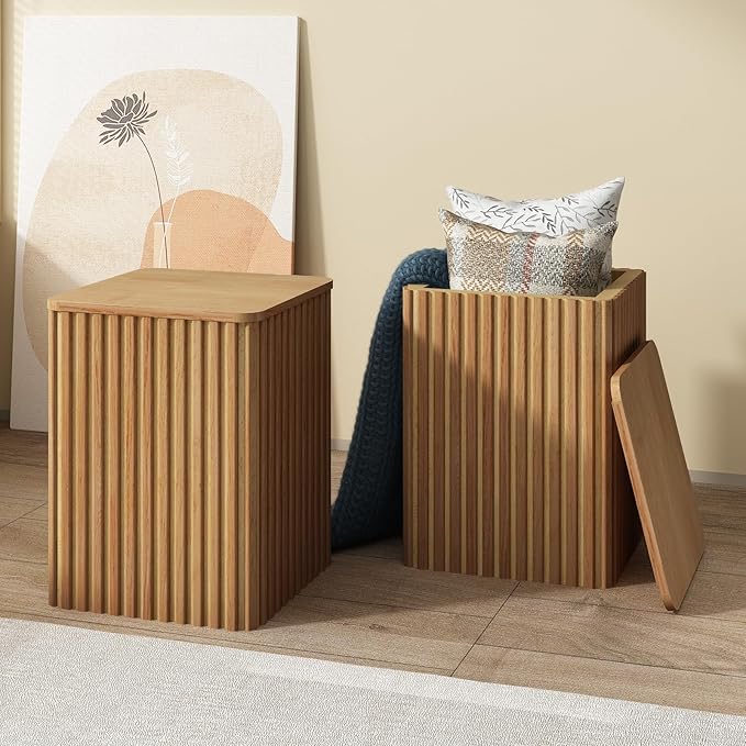 Fluted Side Table with Storage