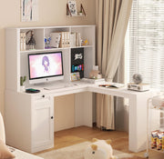 L-Shaped Office Desk with Outlet & Storage
