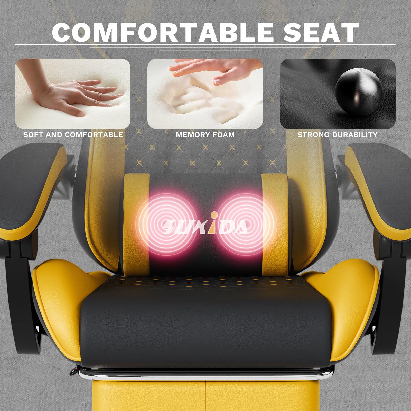 Ergonomic Gaming Chair with Massage Lumbar Support
