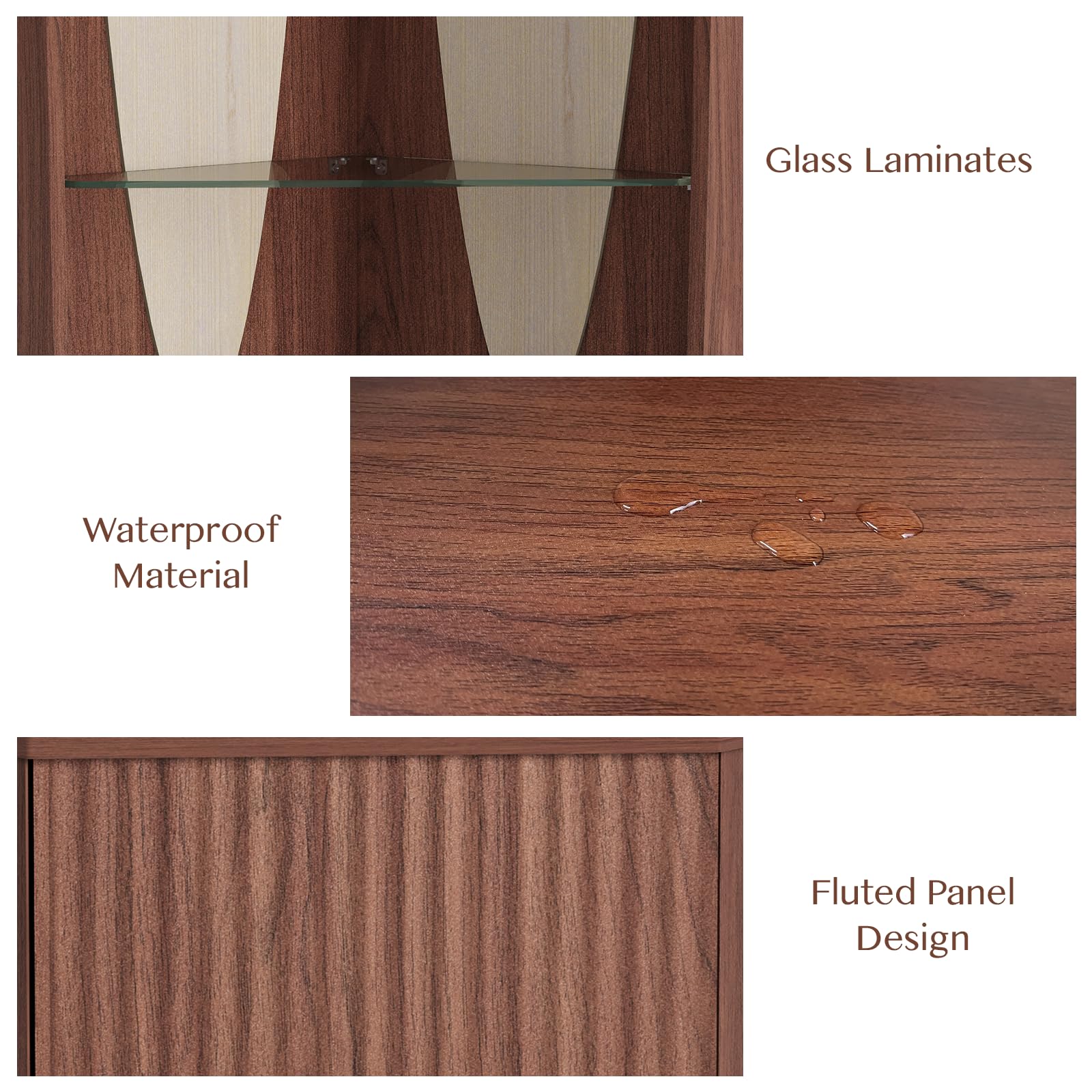 70" Tall Corner Bar Cabinet with Lighting