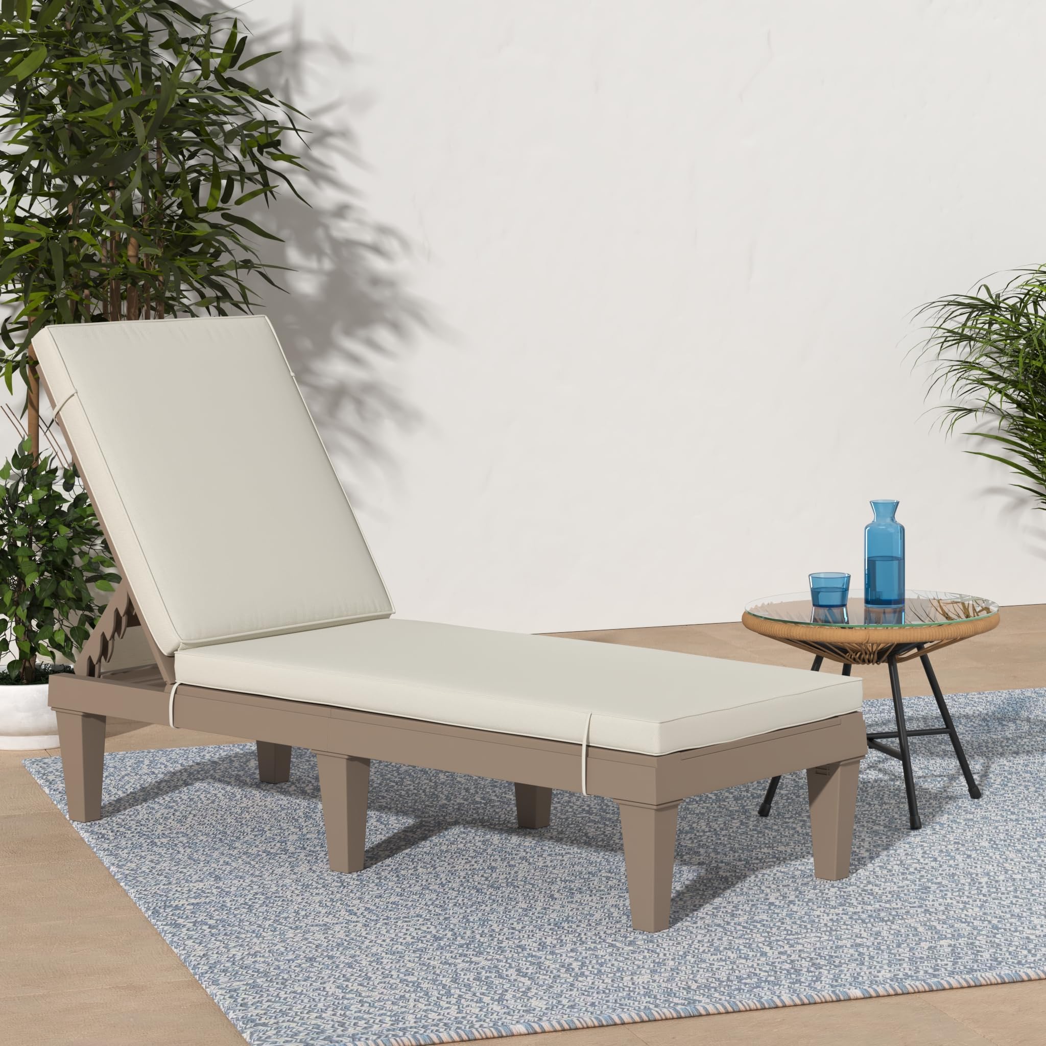 Outdoor Lounge Chair with Adjustable Backrest and Cushion