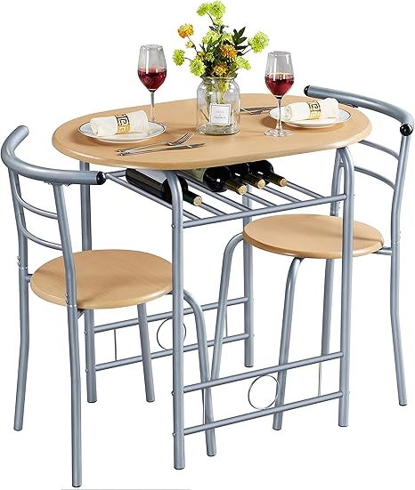3-Piece Dining Table Set with Wine Rack