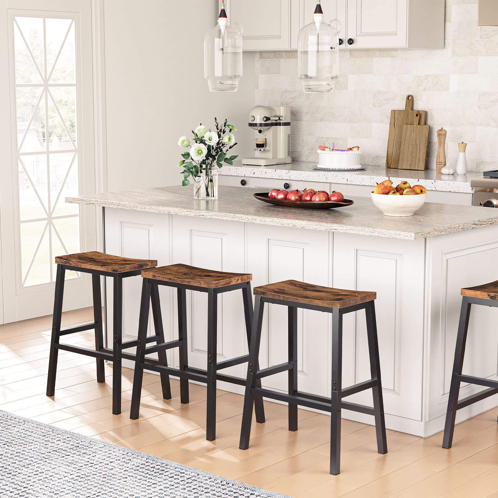 Bar Stools Set of 2 with Footrests