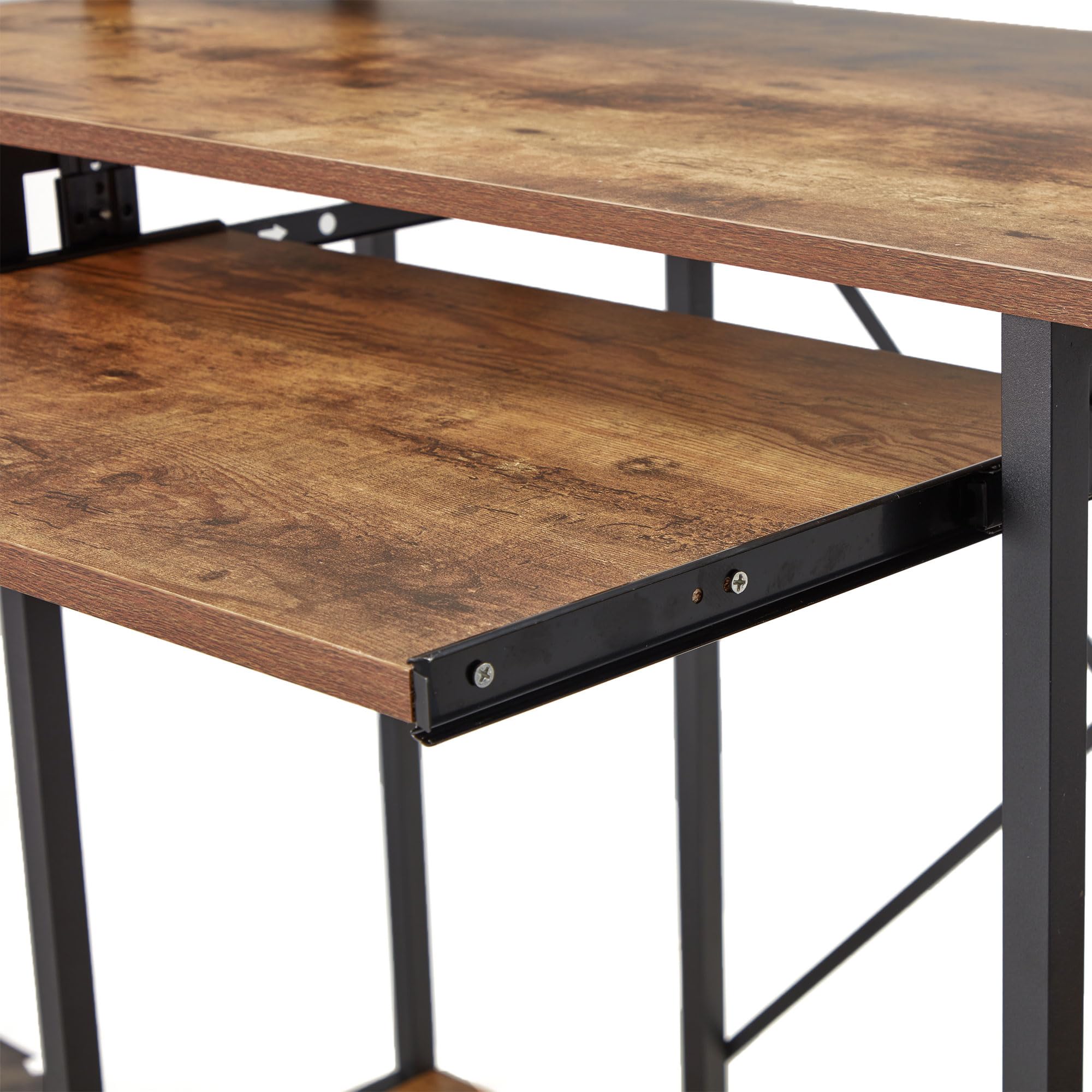 Computer Desk with Monitor Stand and Storage Shelves