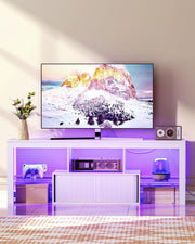 TV Stand with Power Outlet and LED Lights