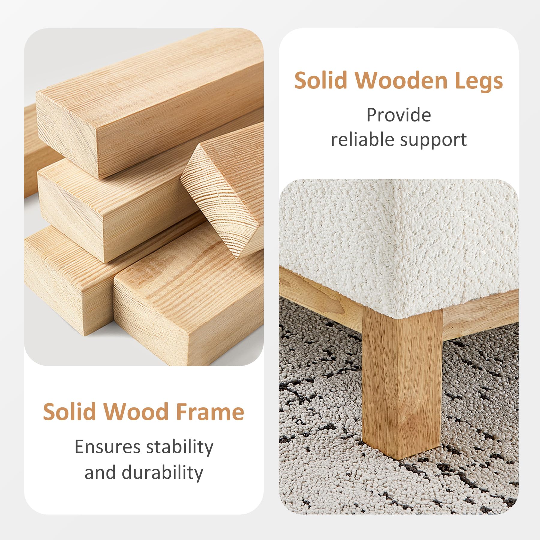 VANOMi Accent Chair 29.5" Reading Chair, Modern Living Room Chair with Thick Cushion&Wood Base, Comfy Upholstered Boucle Armchair, Single Sofa for Bedroom, Office, White