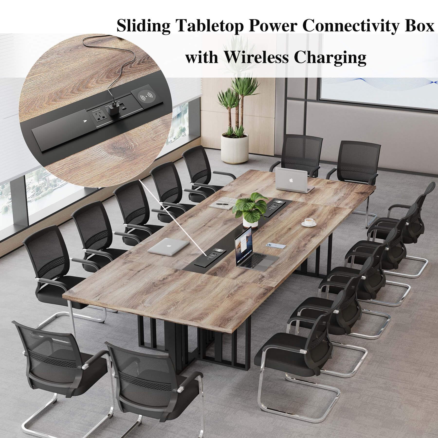 Large Conference Table with Cable Management
