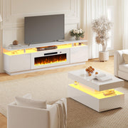 3 Piece Modern Living Room Table Set with Fireplace TV Stand