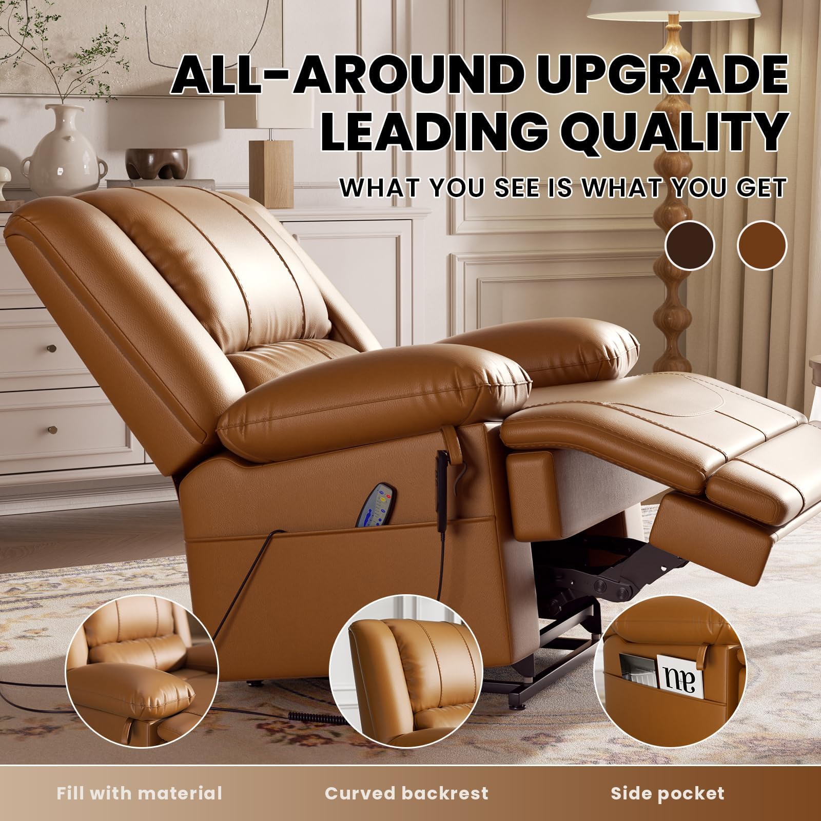 Electric Power Lift Recliner Chair with Massage and Heat