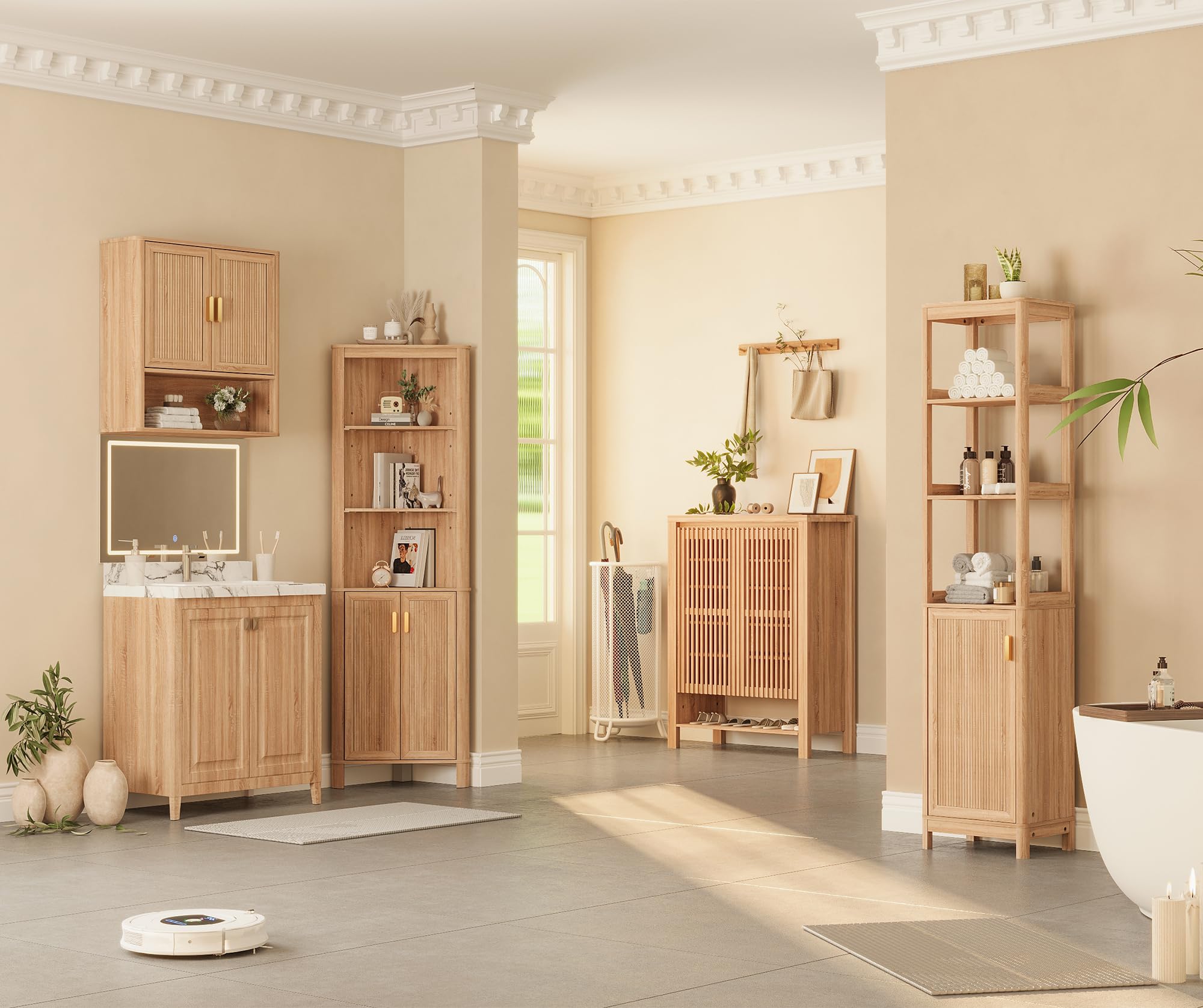 Bathroom Wall Storage Cabinet with Adjustable Shelves