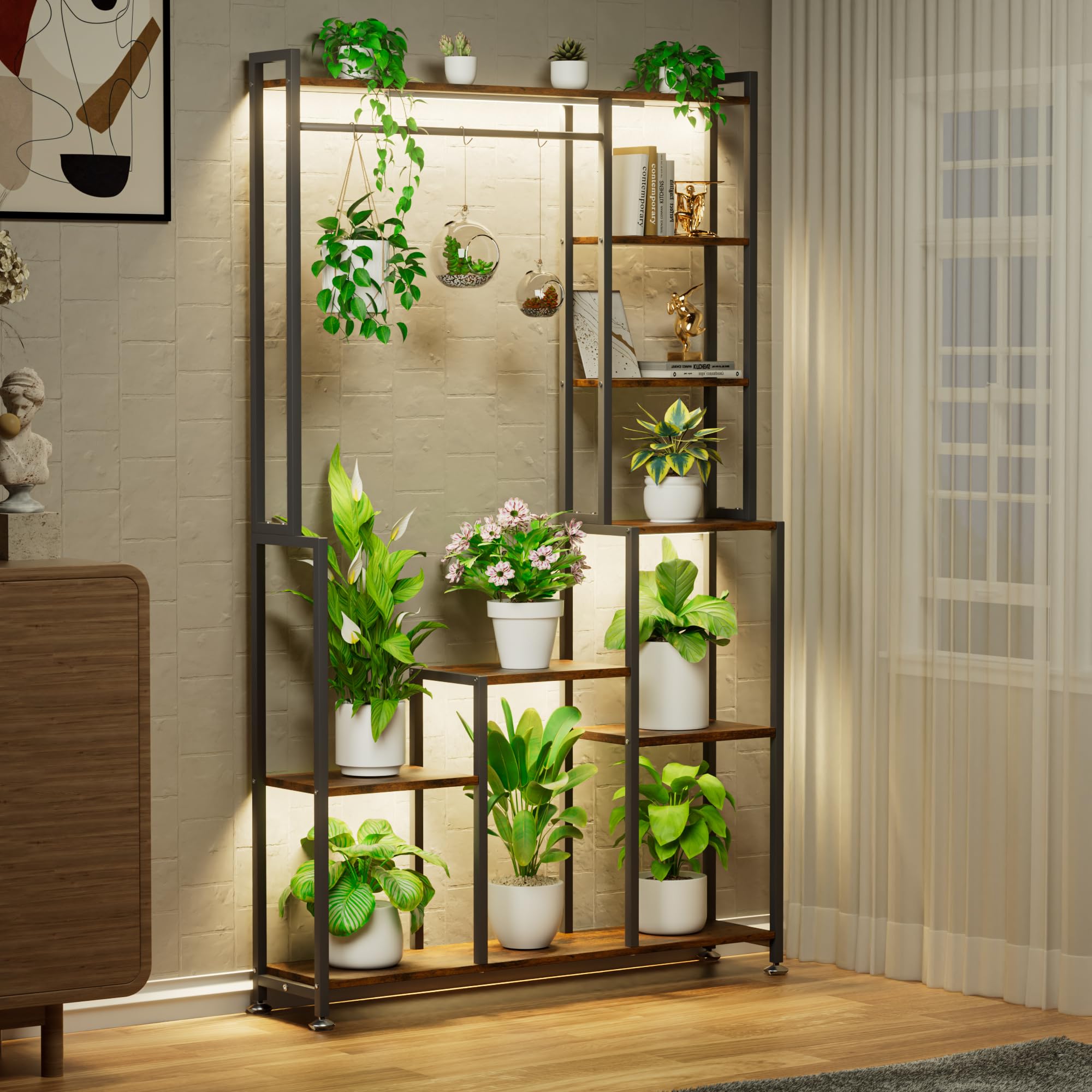 8-Tier Plant Stand with Grow Light - 71 Inches Tall