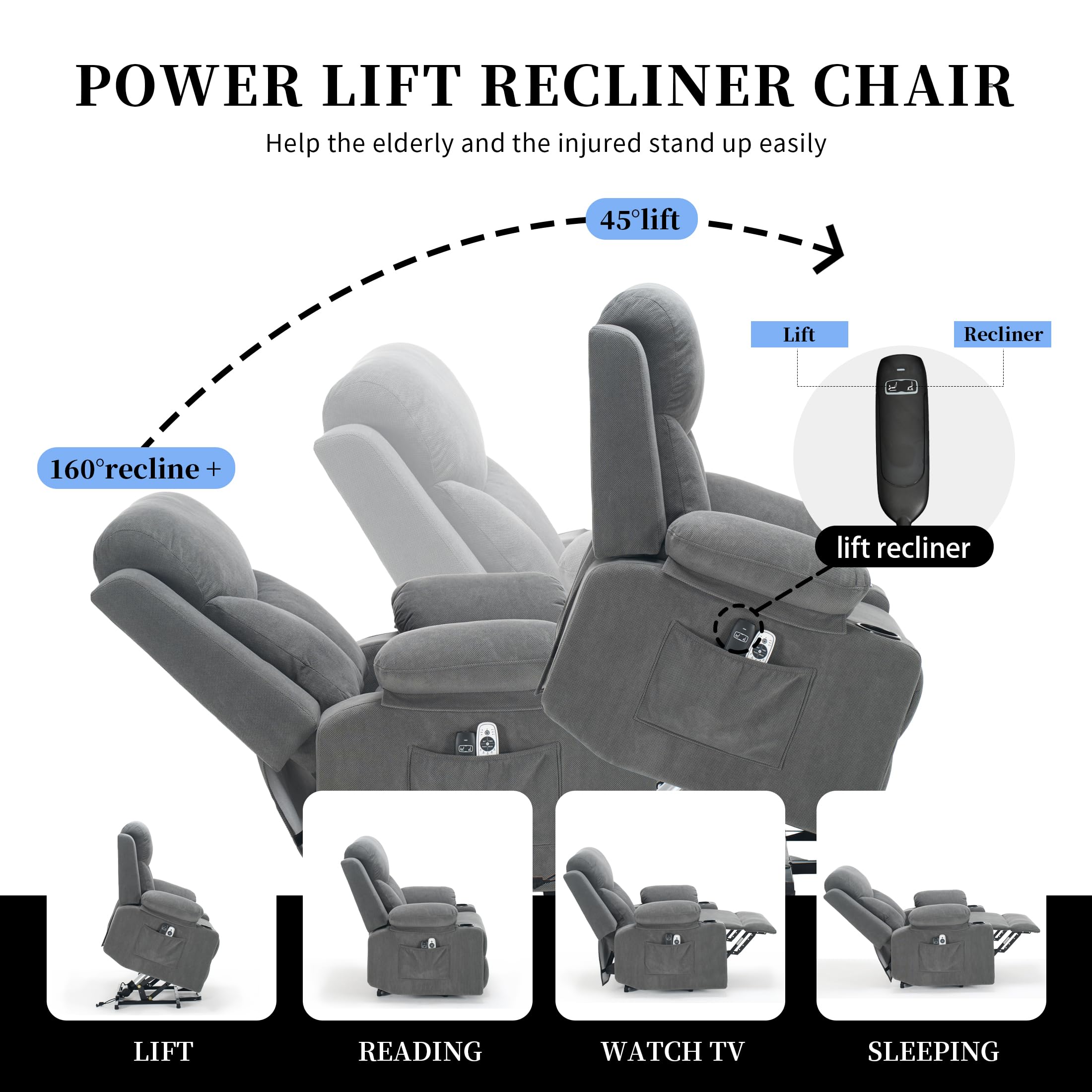 Power Lift Recliner Chair with Massage and Heat