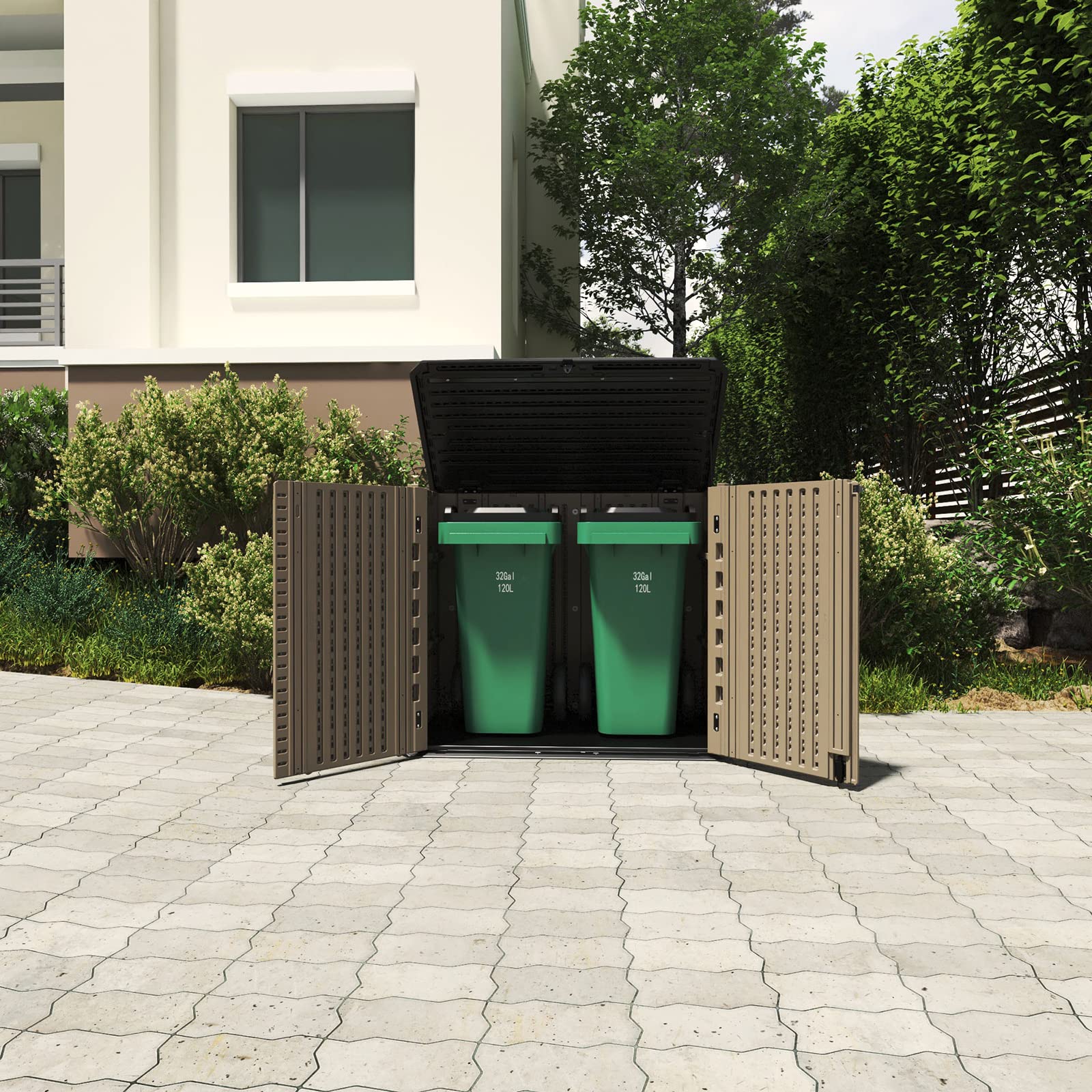 Weather Resistant Horizontal Outdoor Storage Shed - 26 Cu Ft
