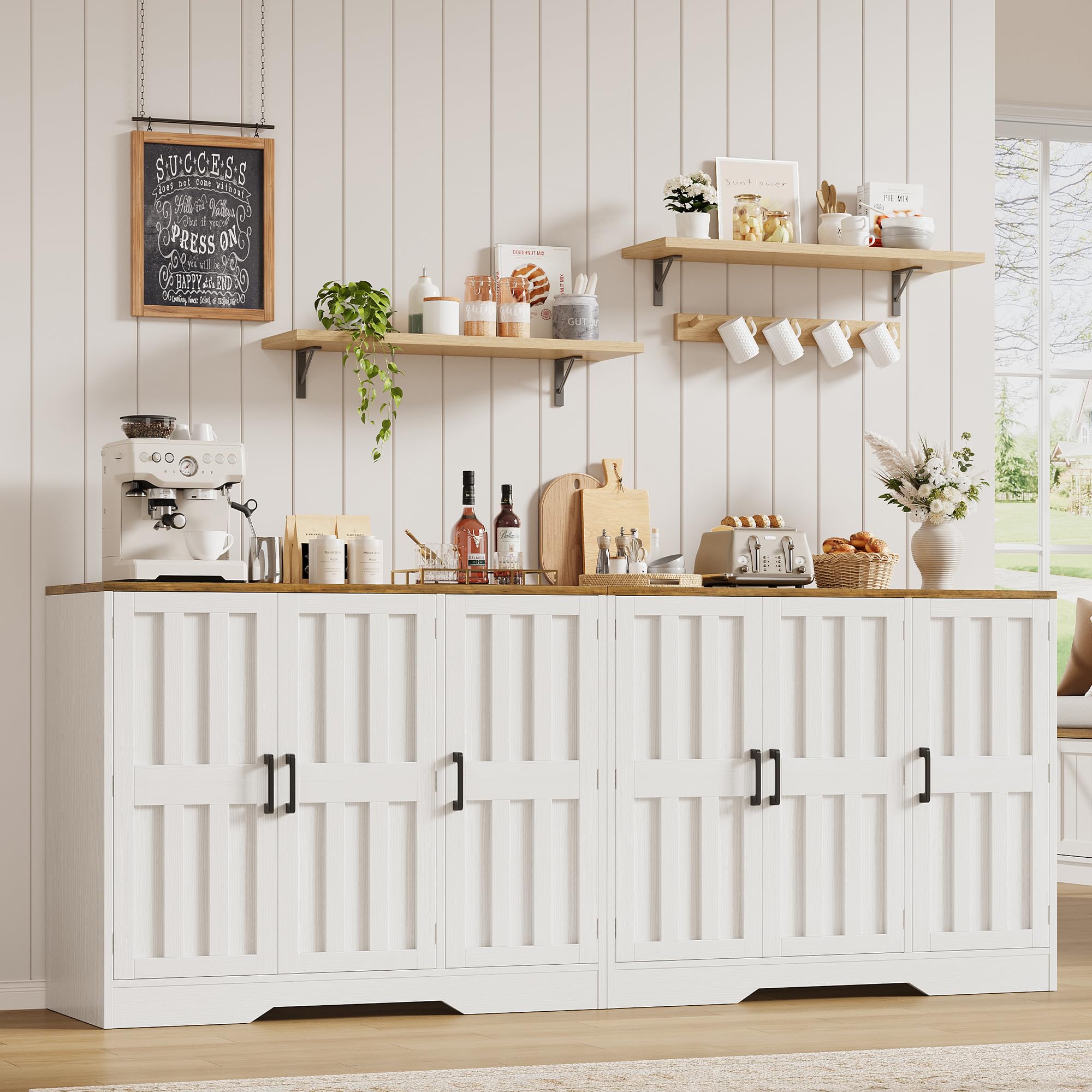 85" Farmhouse Buffet Cabinet with 6 Doors