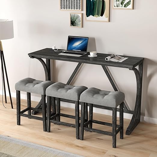 Industrial Counter Height Bar Table Set with Stools