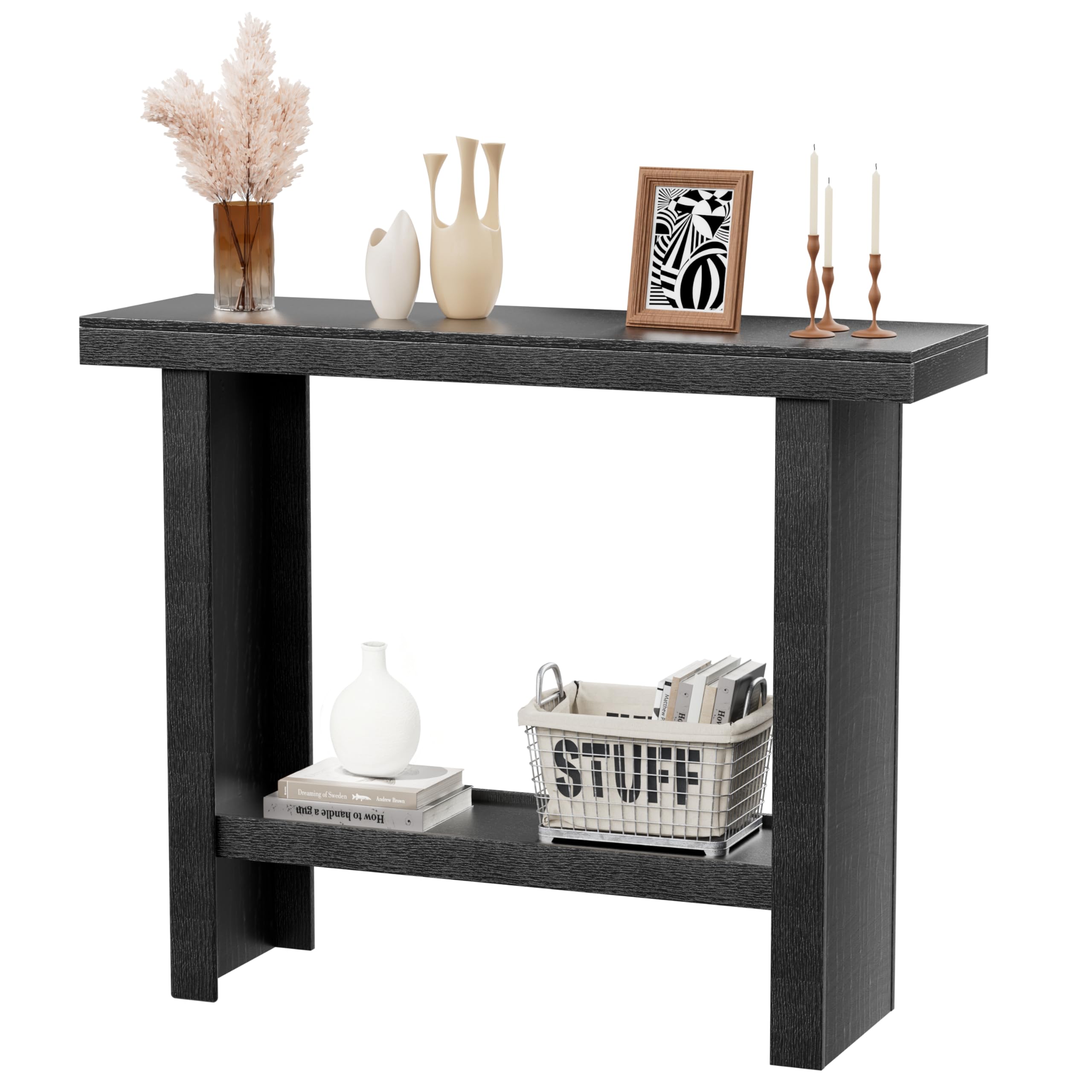 Modern Console Table with Storage Shelves