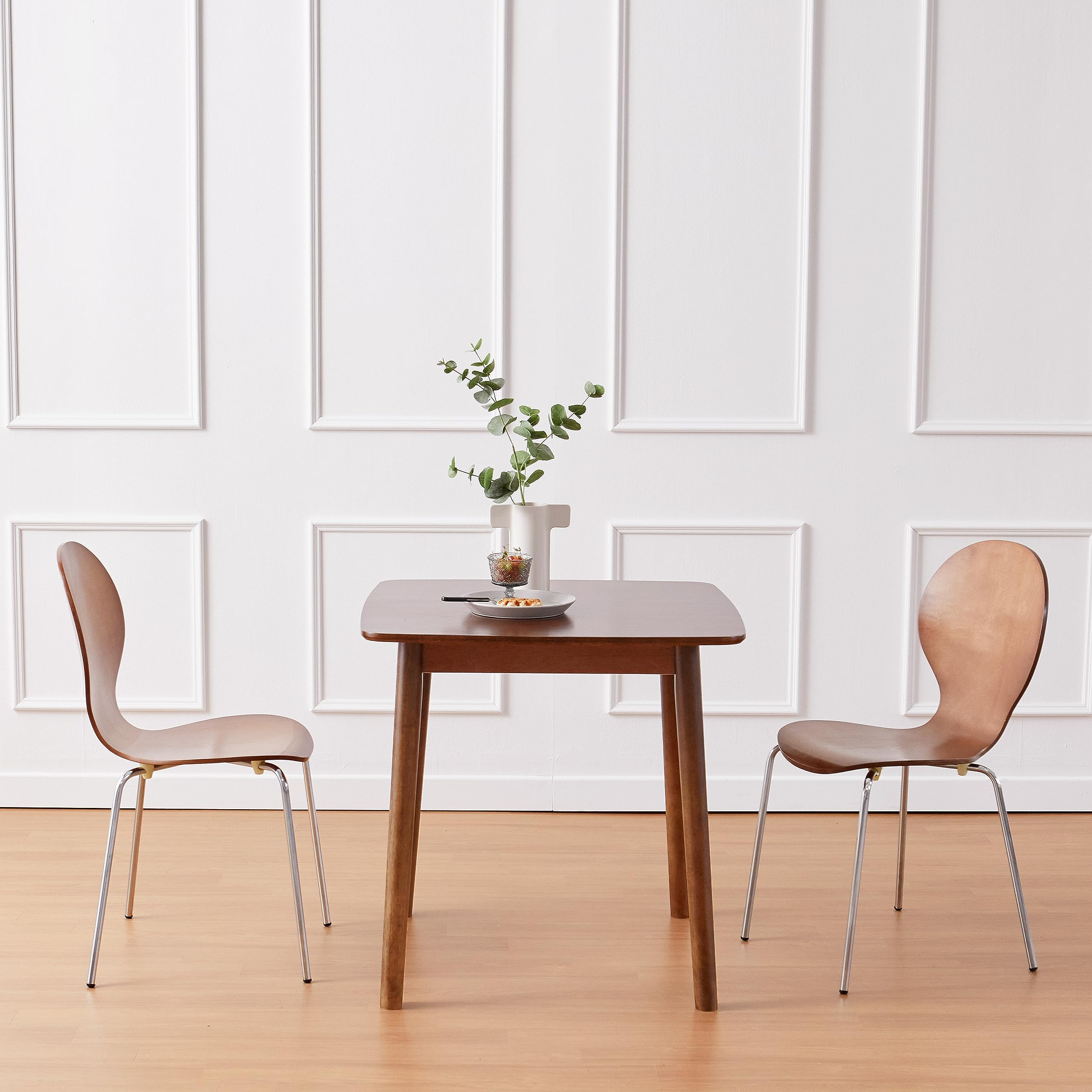 Mid-Century Modern Wooden Dining Chairs Set of 2