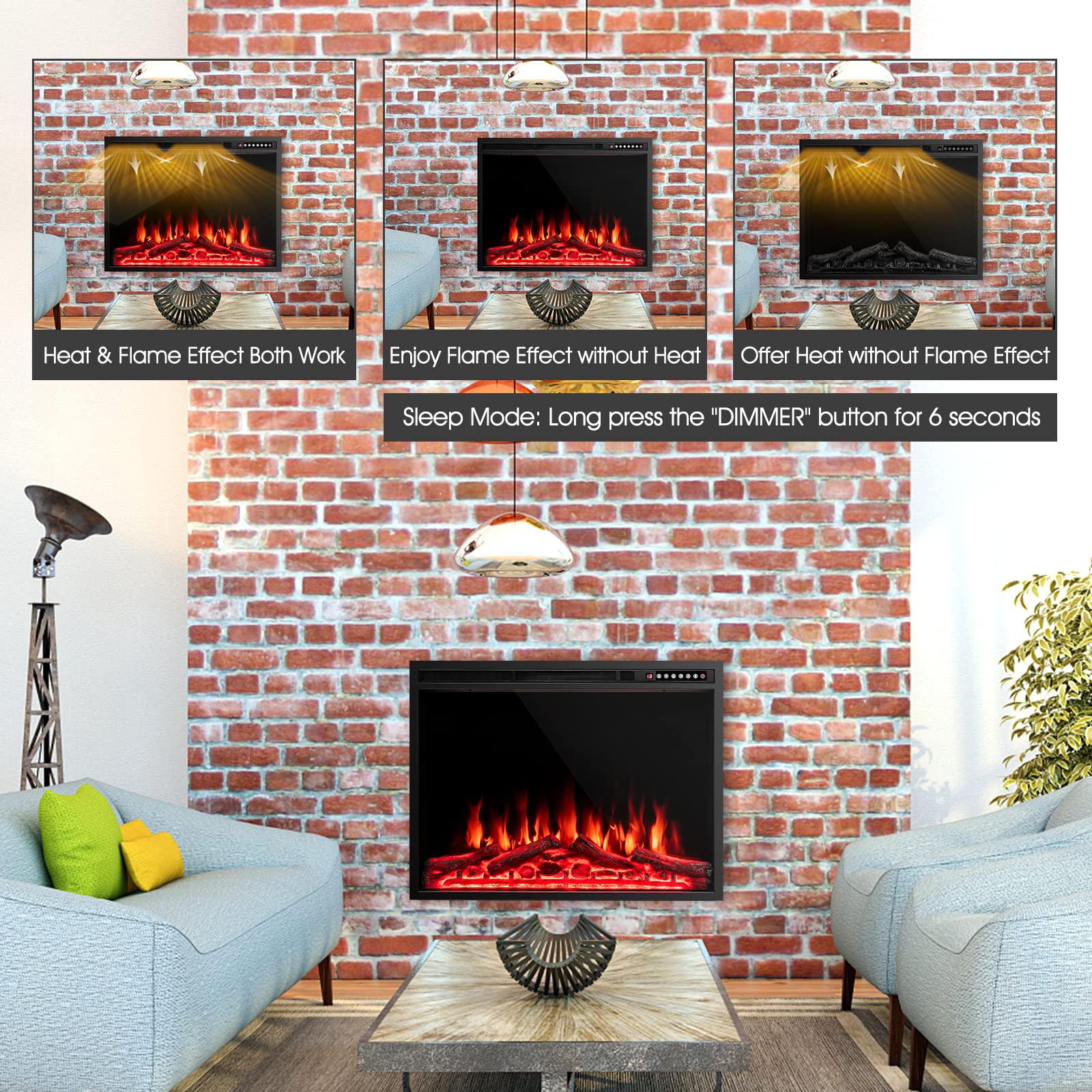 34-Inch Electric Fireplace with Remote Control