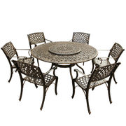 59-Inch Round Patio Dining Set with Lazy Susan