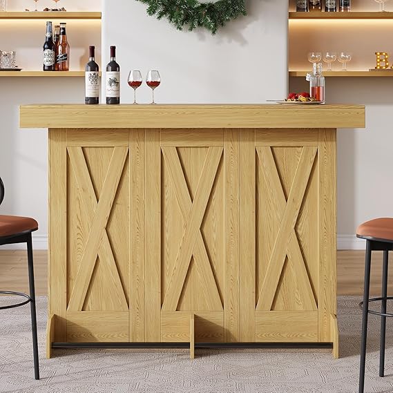 63-Inch Bar Table with Storage and Footrest