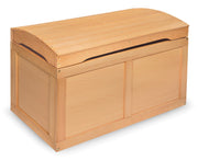 Barrel-Top Wooden Toy Chest with Safety Hinge