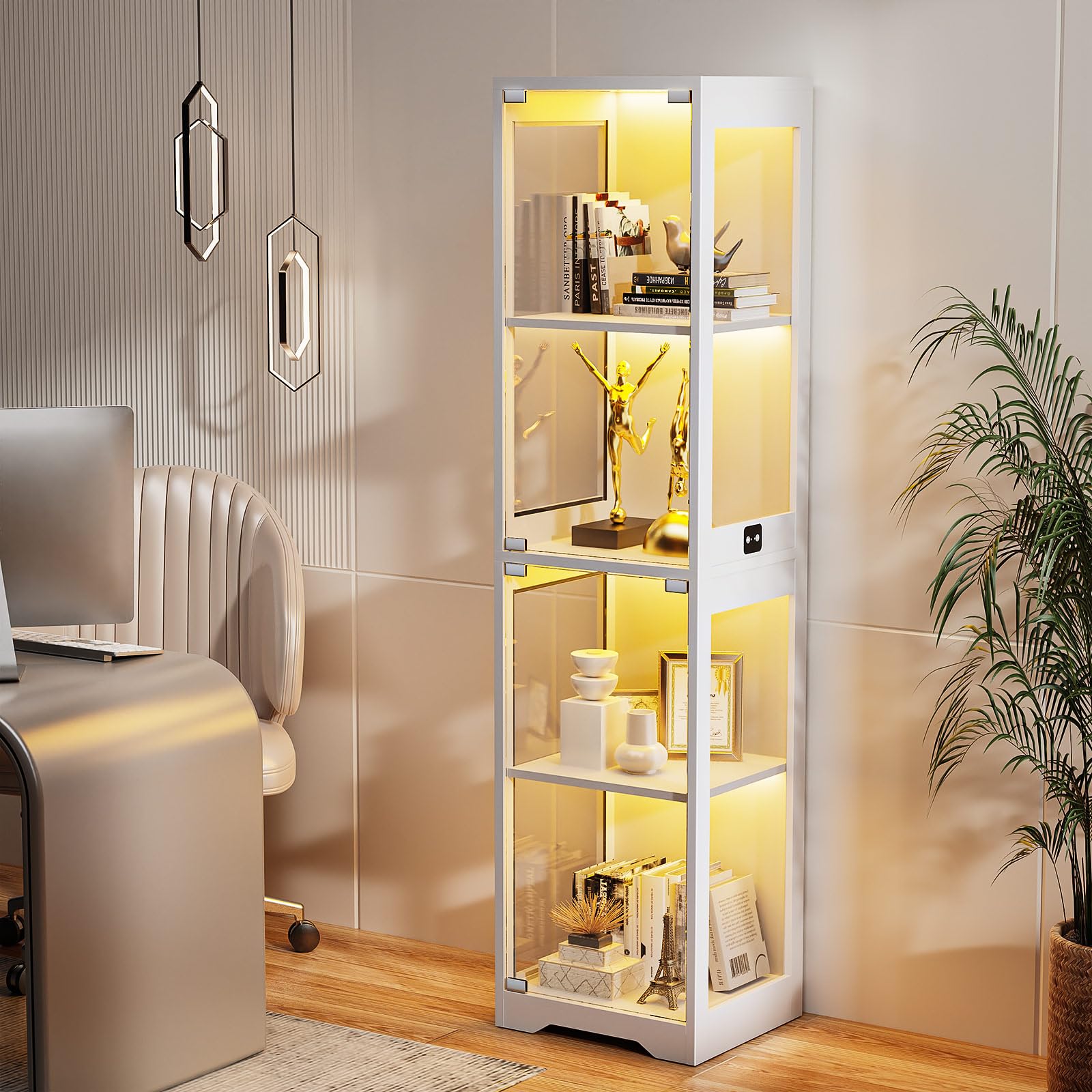 Glass Display Cabinet with LED Lights