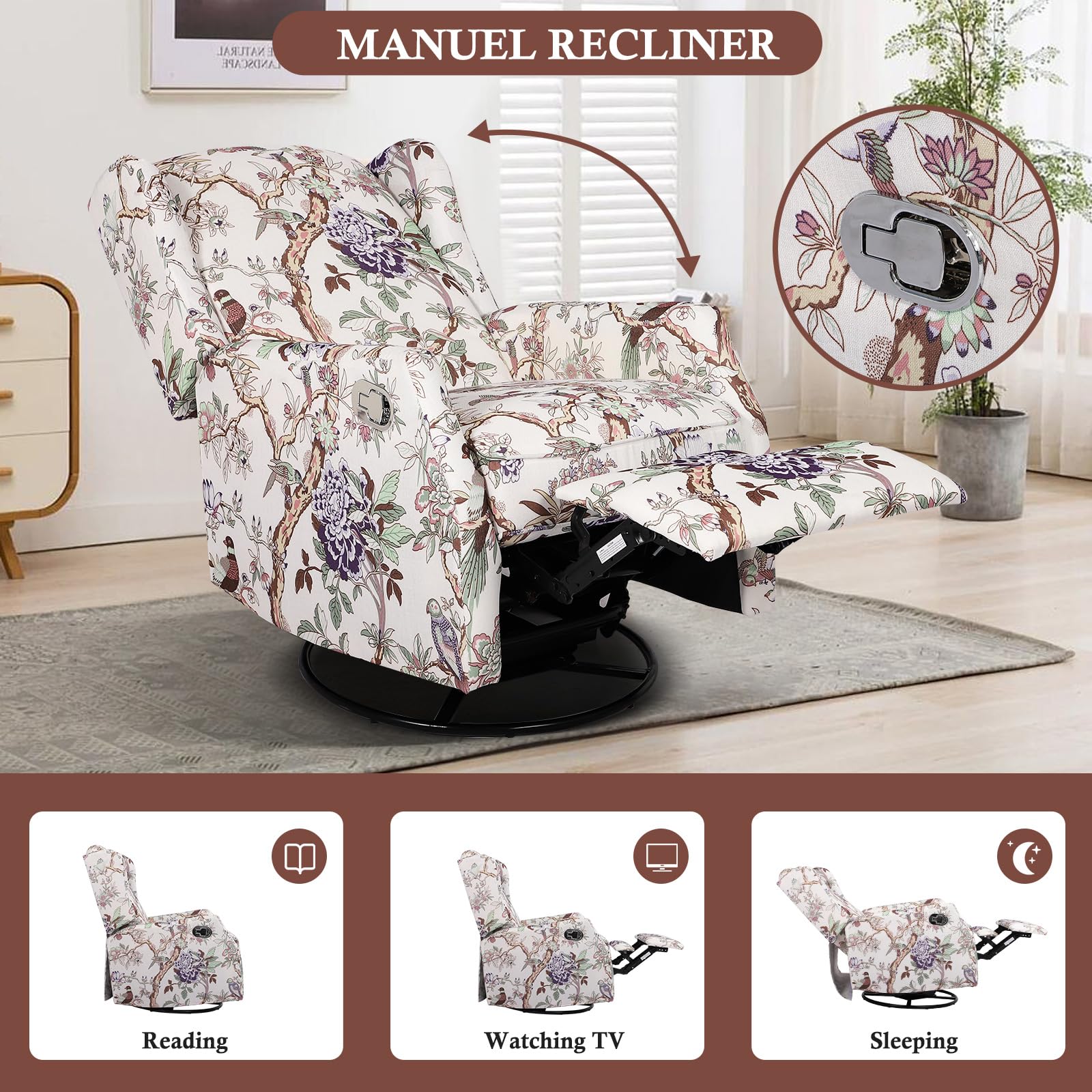 Wingback Swivel Rocker Recliner Chair