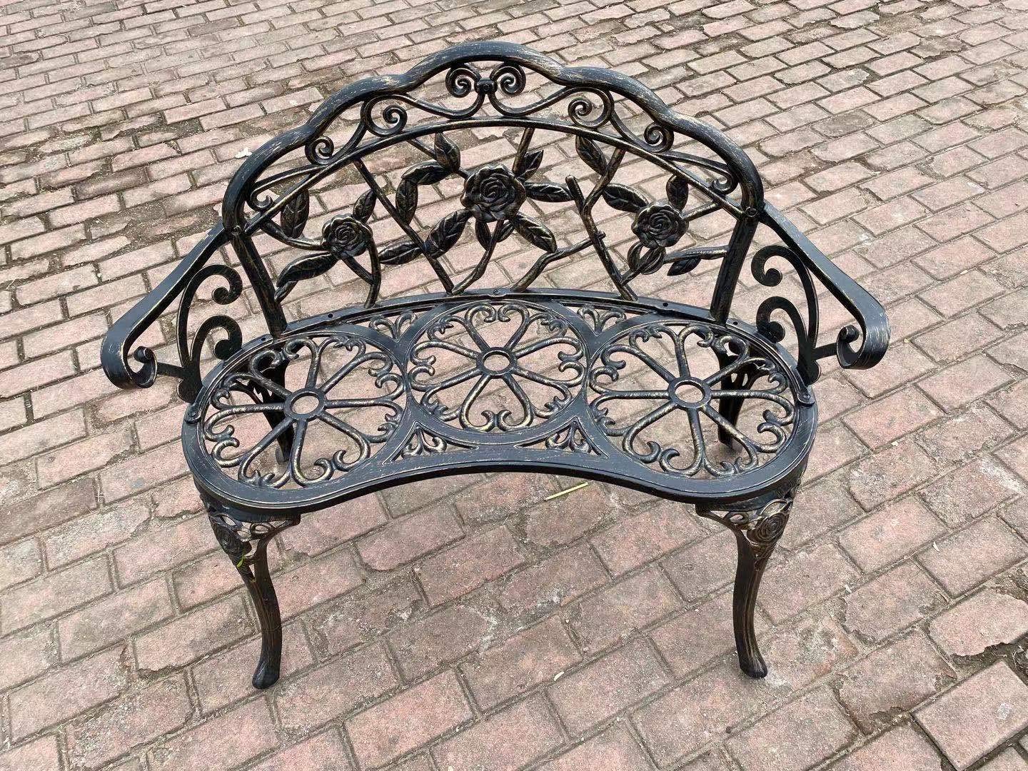 Cast Aluminum Outdoor Bench Copper Antique Double Seat