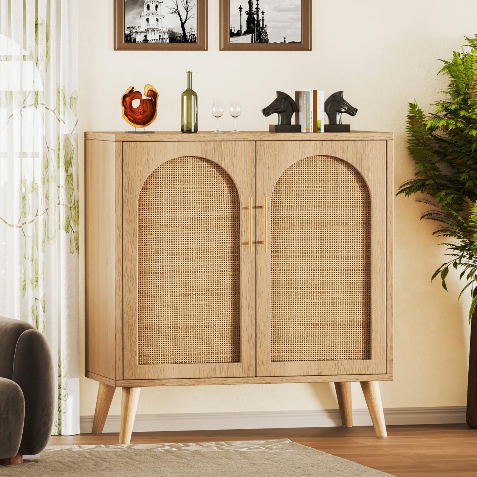 Rattan Storage Cabinet with Doors