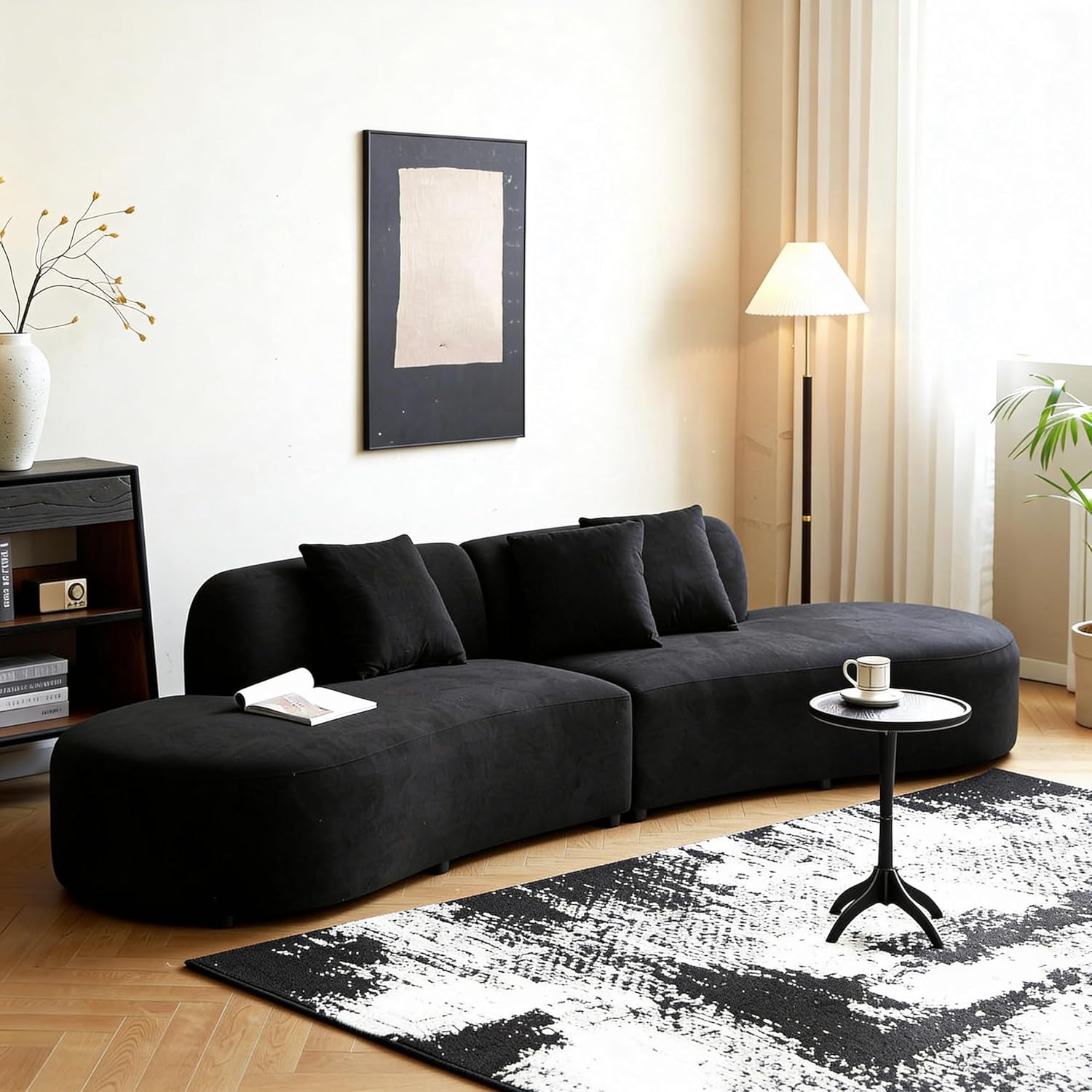 132" Curved Velvet Sofa 6 Seater