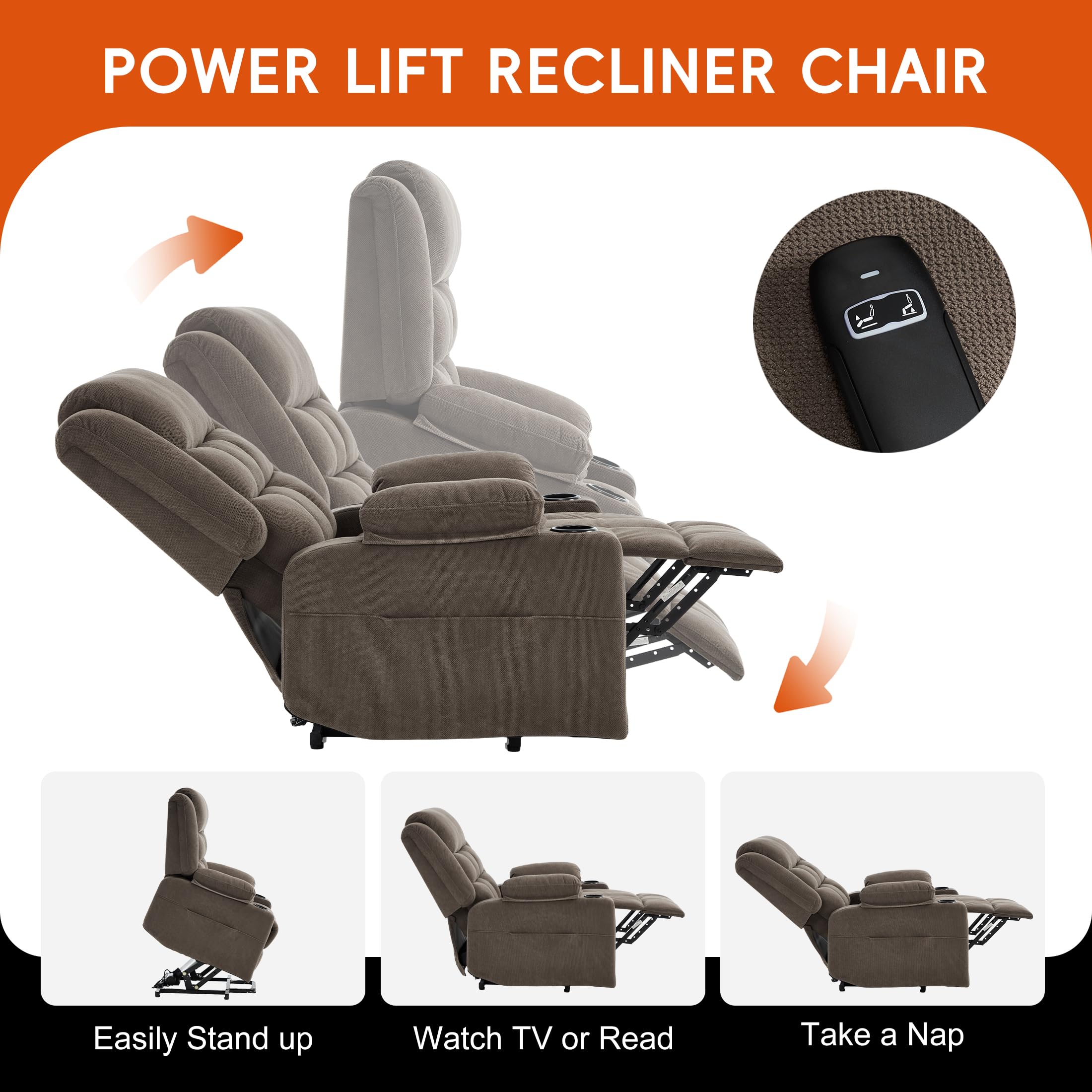 Electric Power Lift Recliner Chair with Massage and Heat