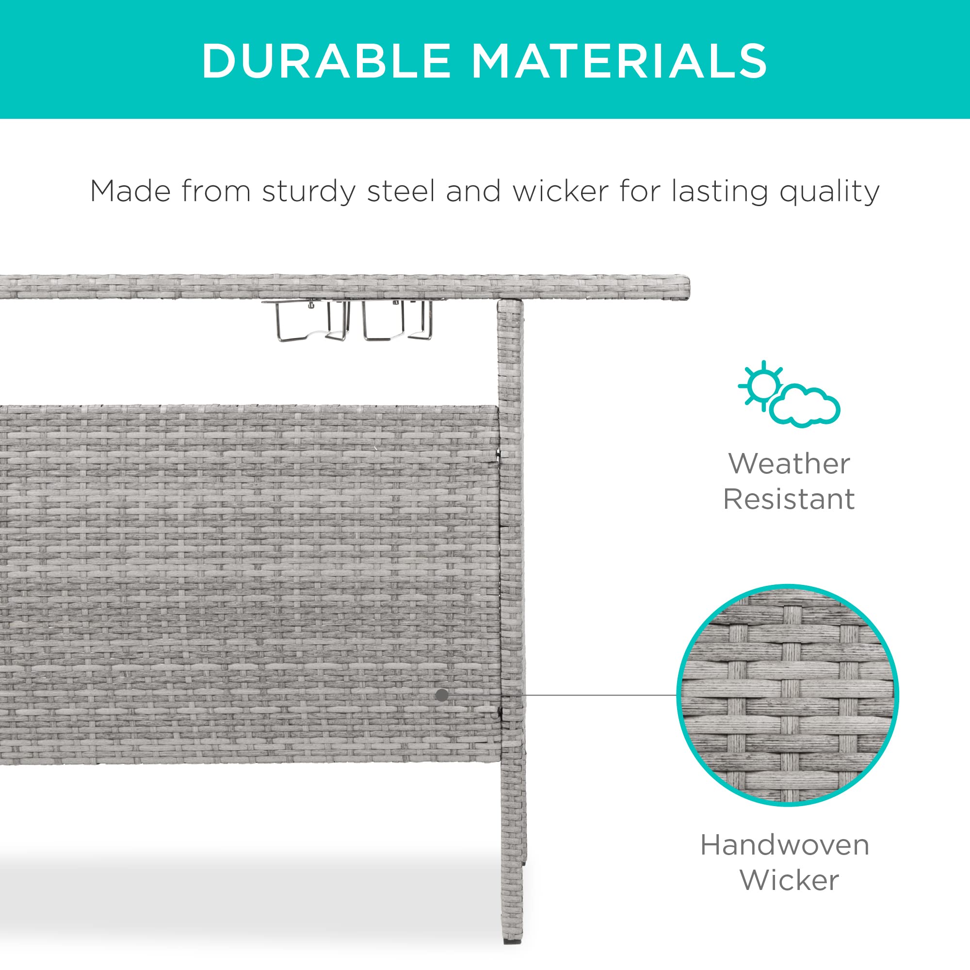 Outdoor Patio Wicker Bar Counter Table with Storage Shelves