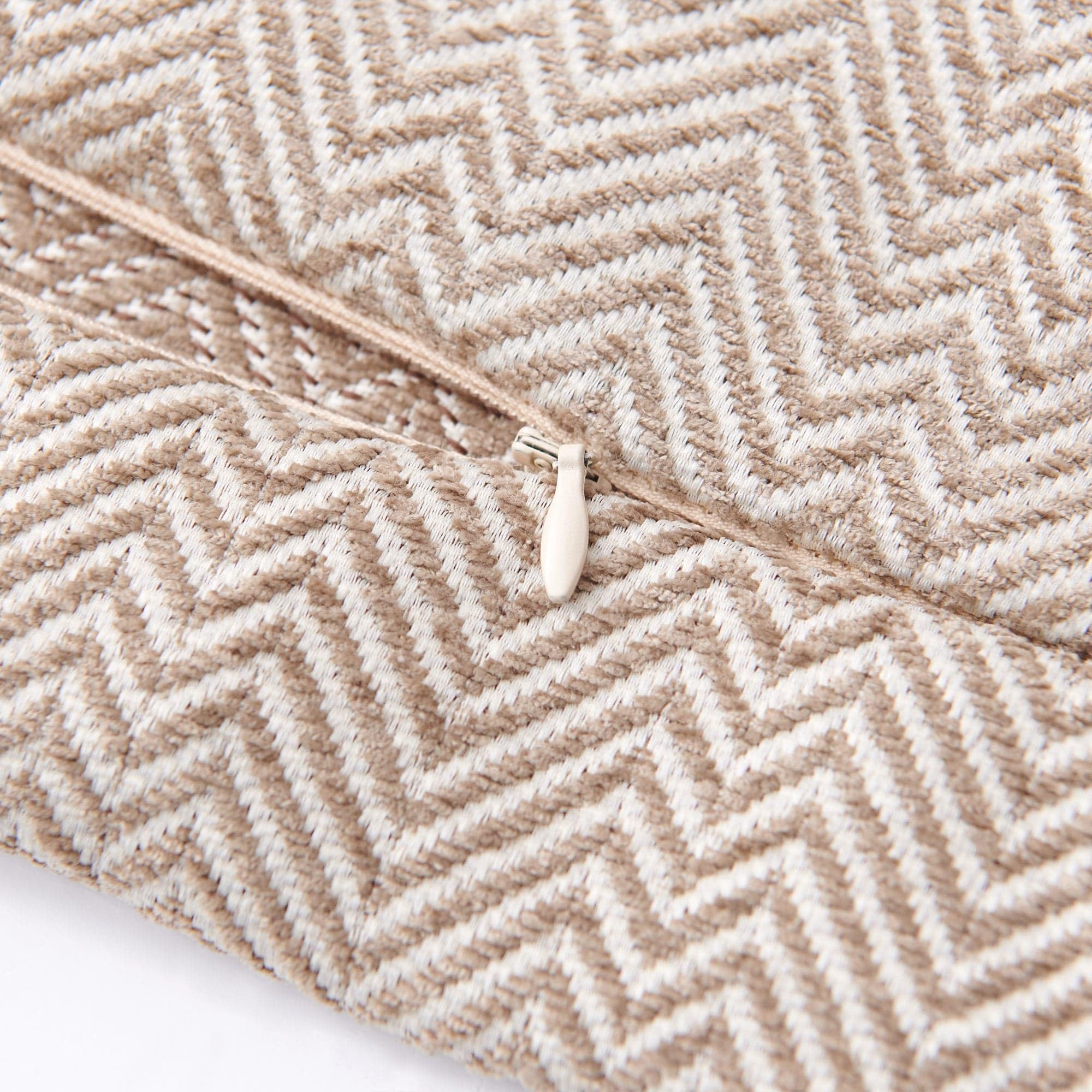 Chenille Herringbone Buckle Detailed Lumbar Pillow 14x36 Sand