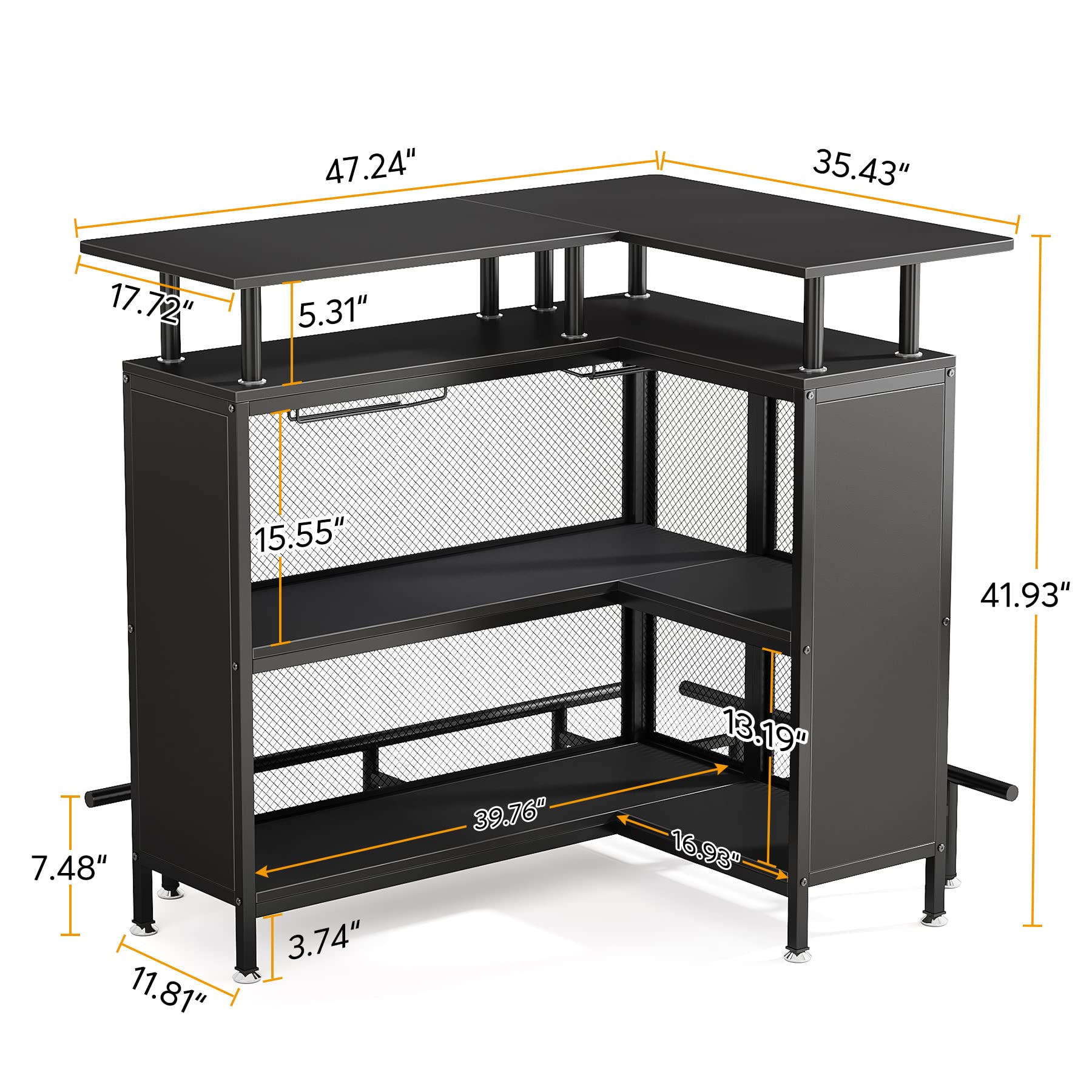 L-Shaped Home Bar Cabinet with Storage