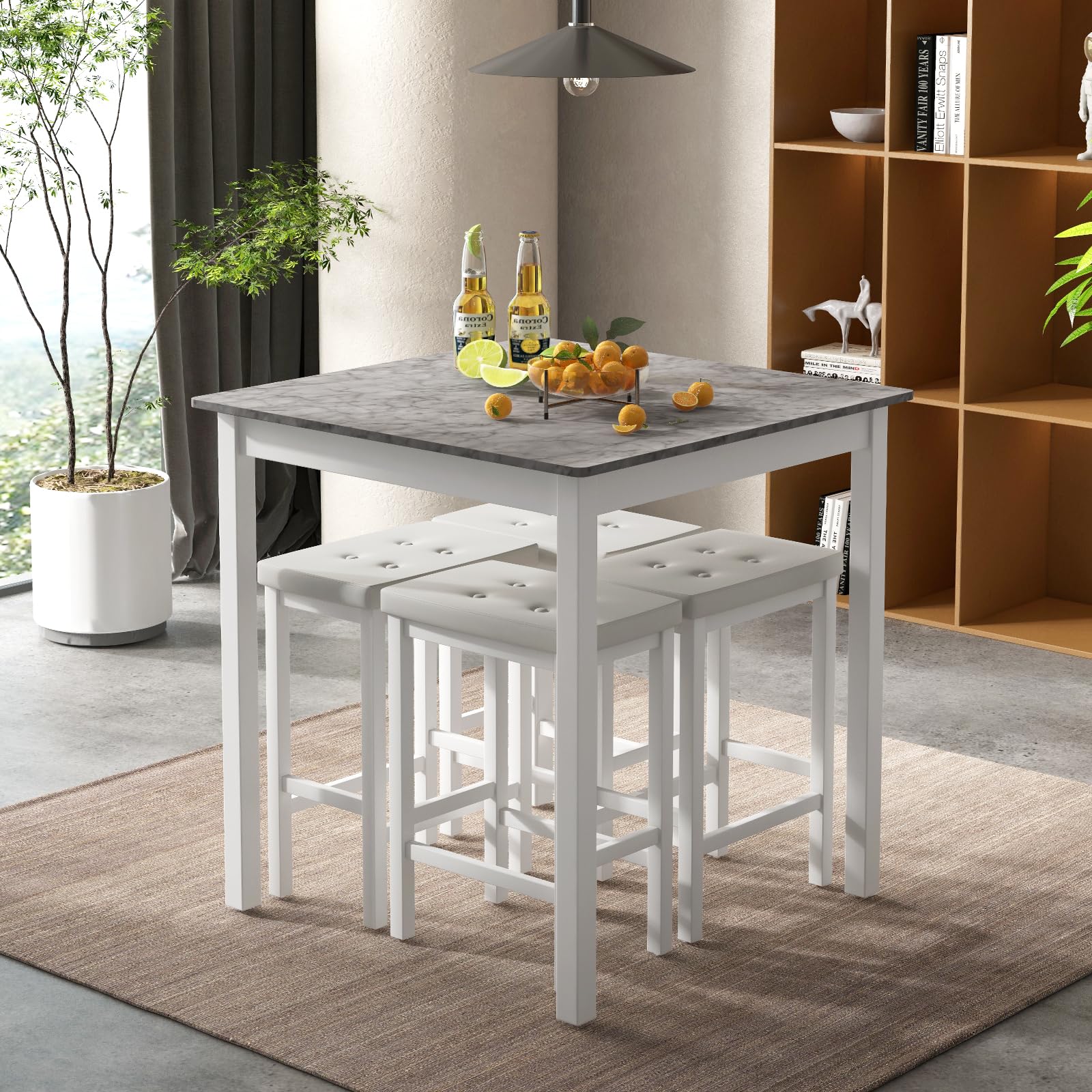 5-Piece Counter Height Dining Set with Bar Stools