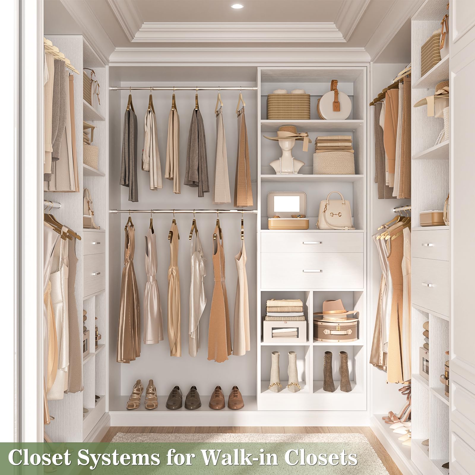 Closet Organizer System with Drawers and Shelves