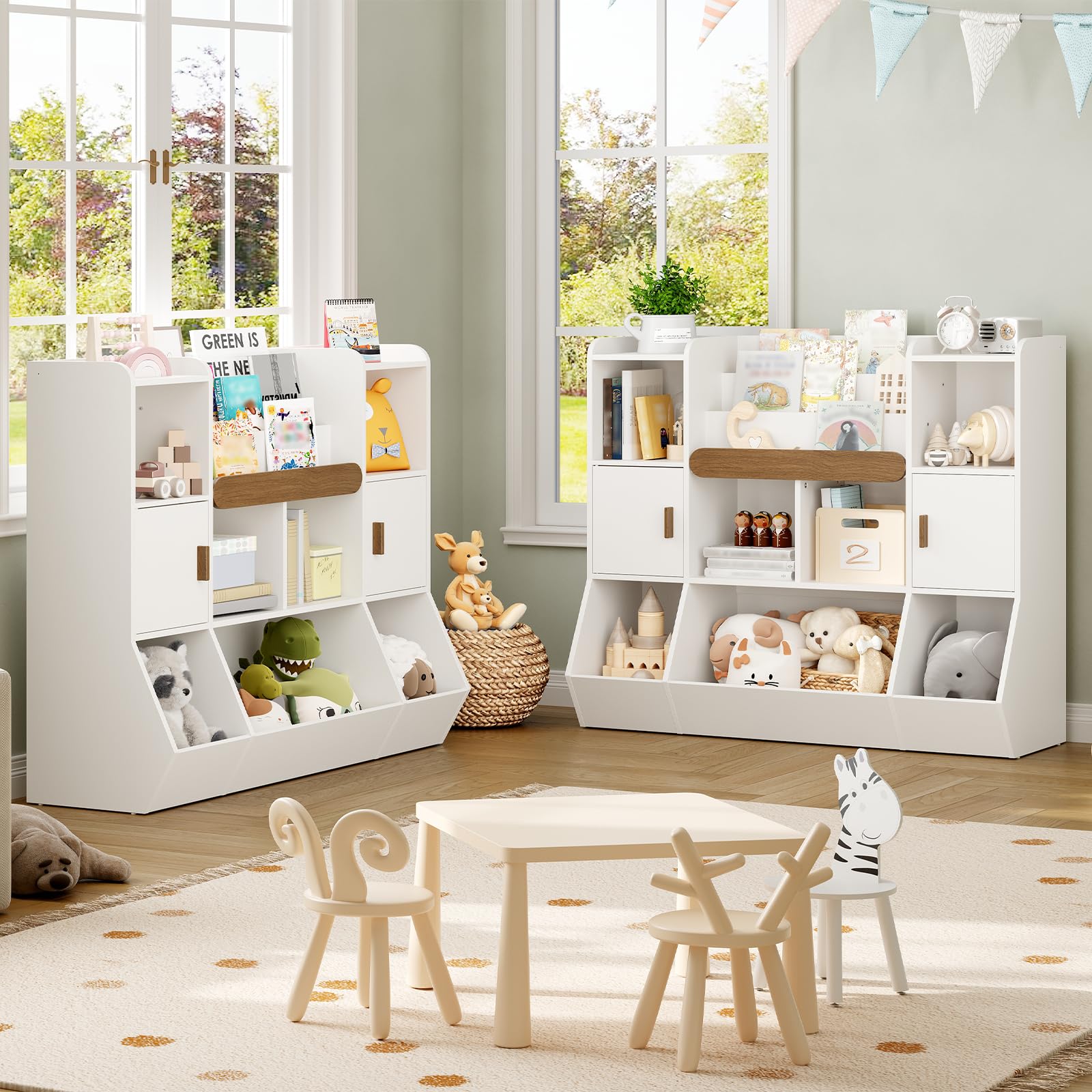 Kids Toy Storage Organizer with 3-Tier Bookshelf