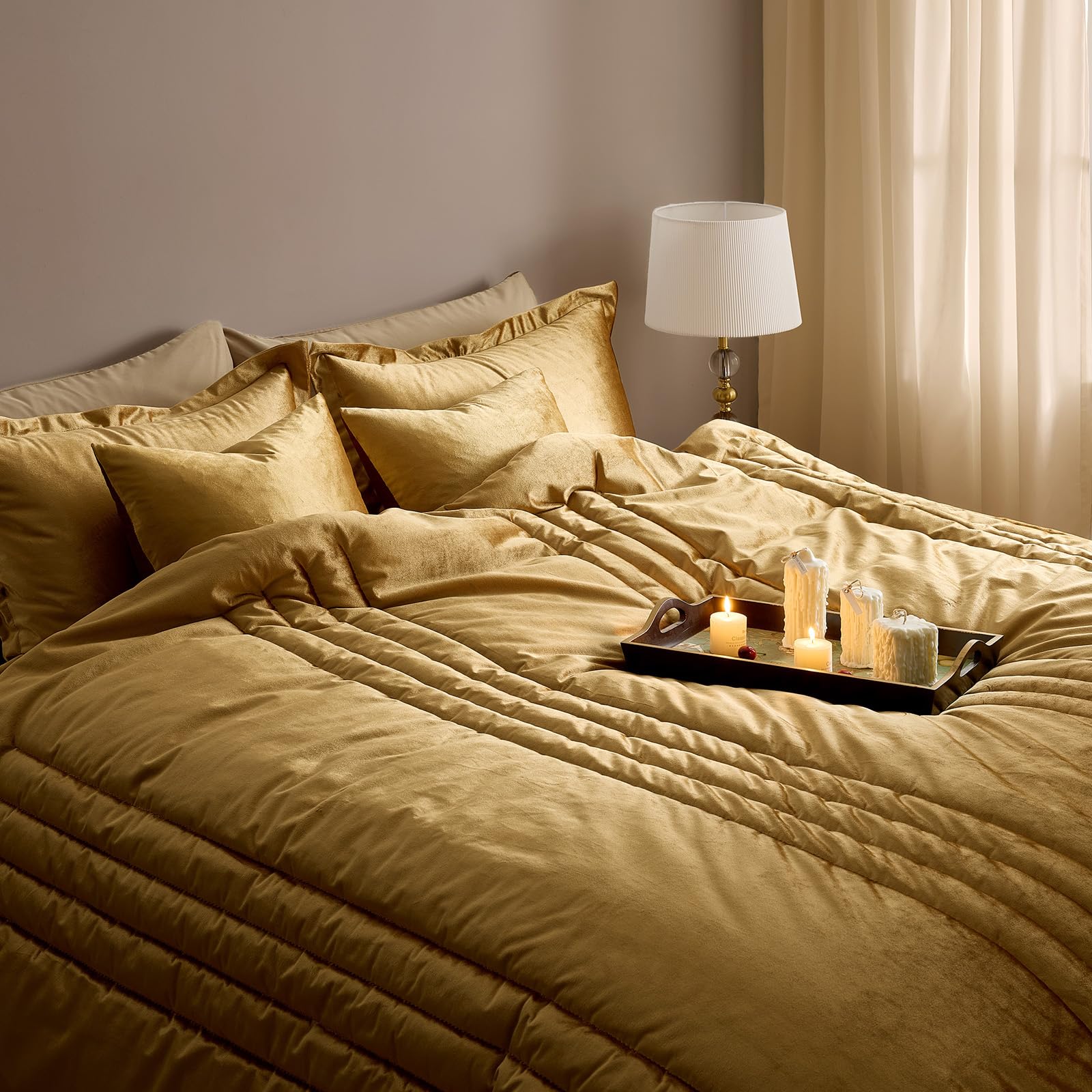 Gold Velvet King Comforter Set