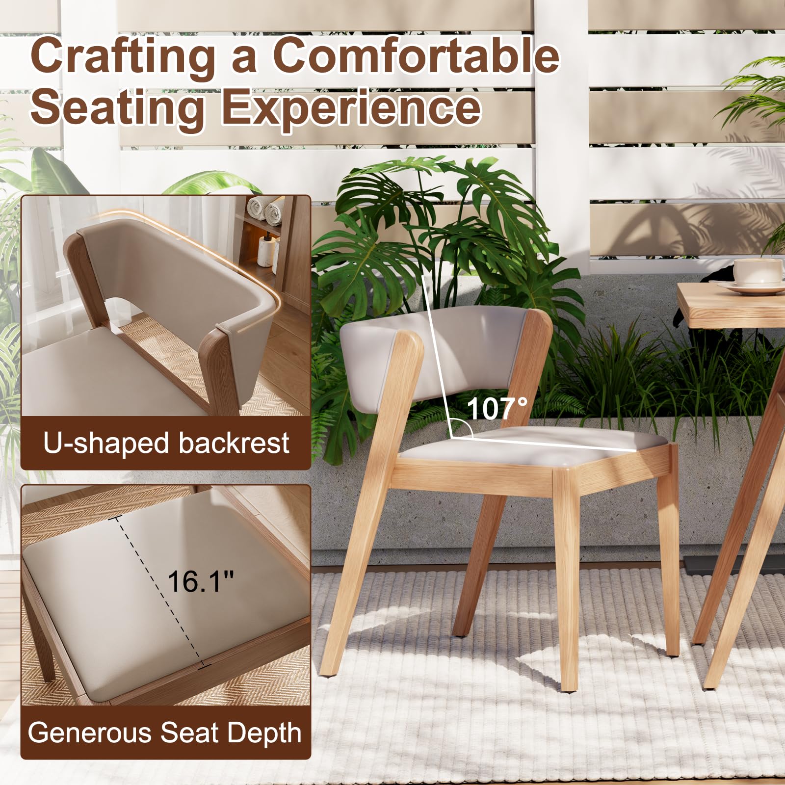 Solid Wood Bistro Table and Chairs Set of 2