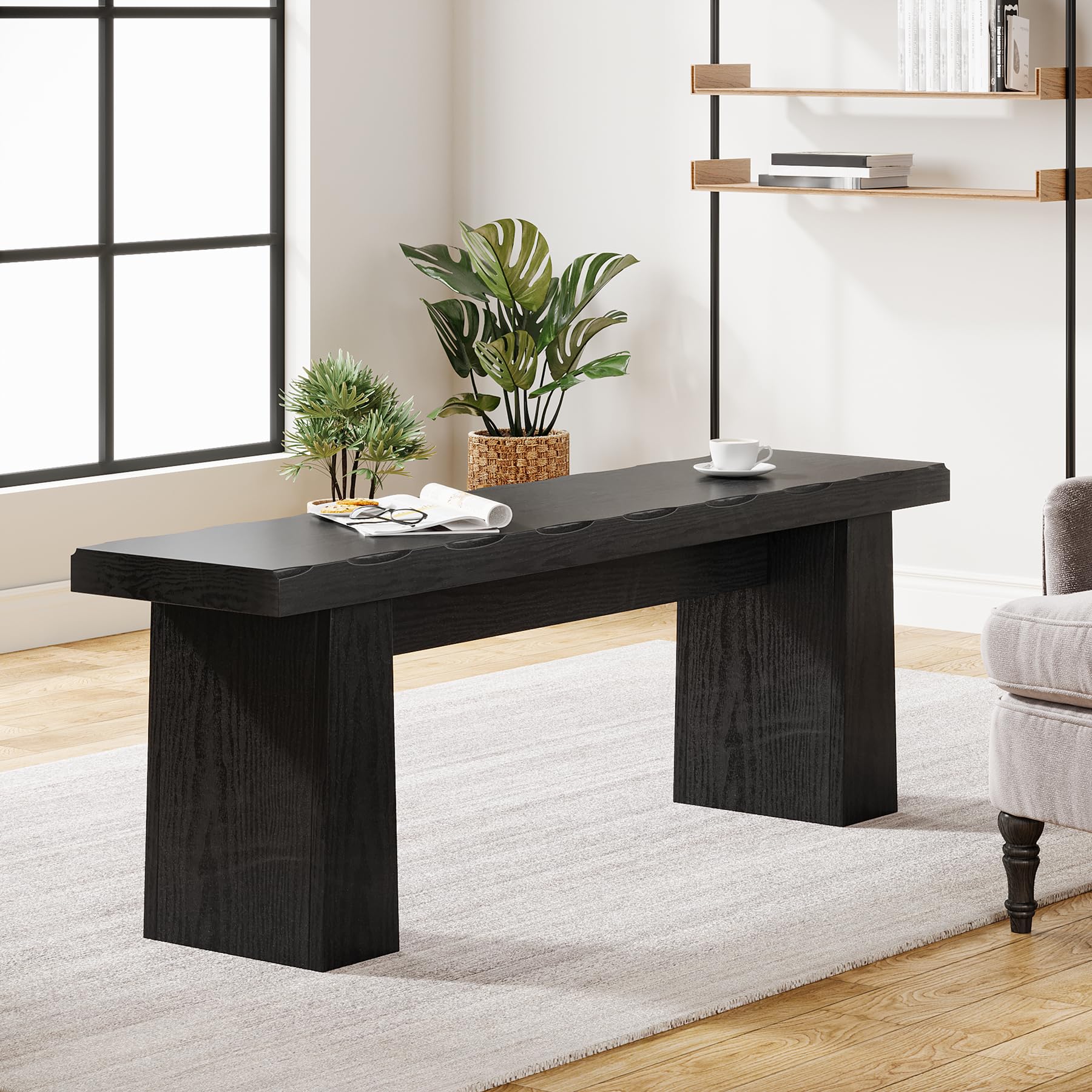 47-Inch Wooden Entryway Bench with Sturdy Frame