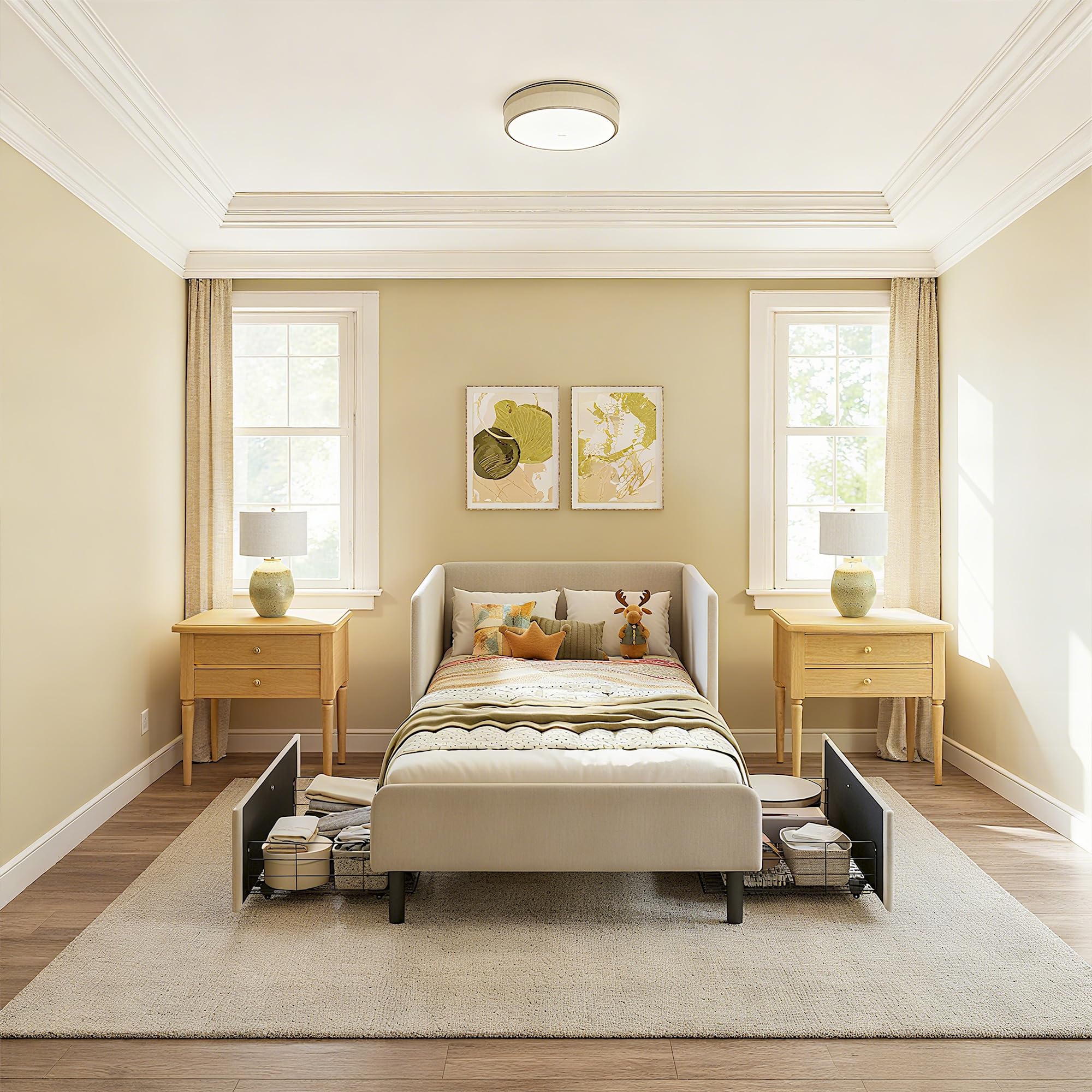 Twin Daybed with Storage Drawers and Safety Rails