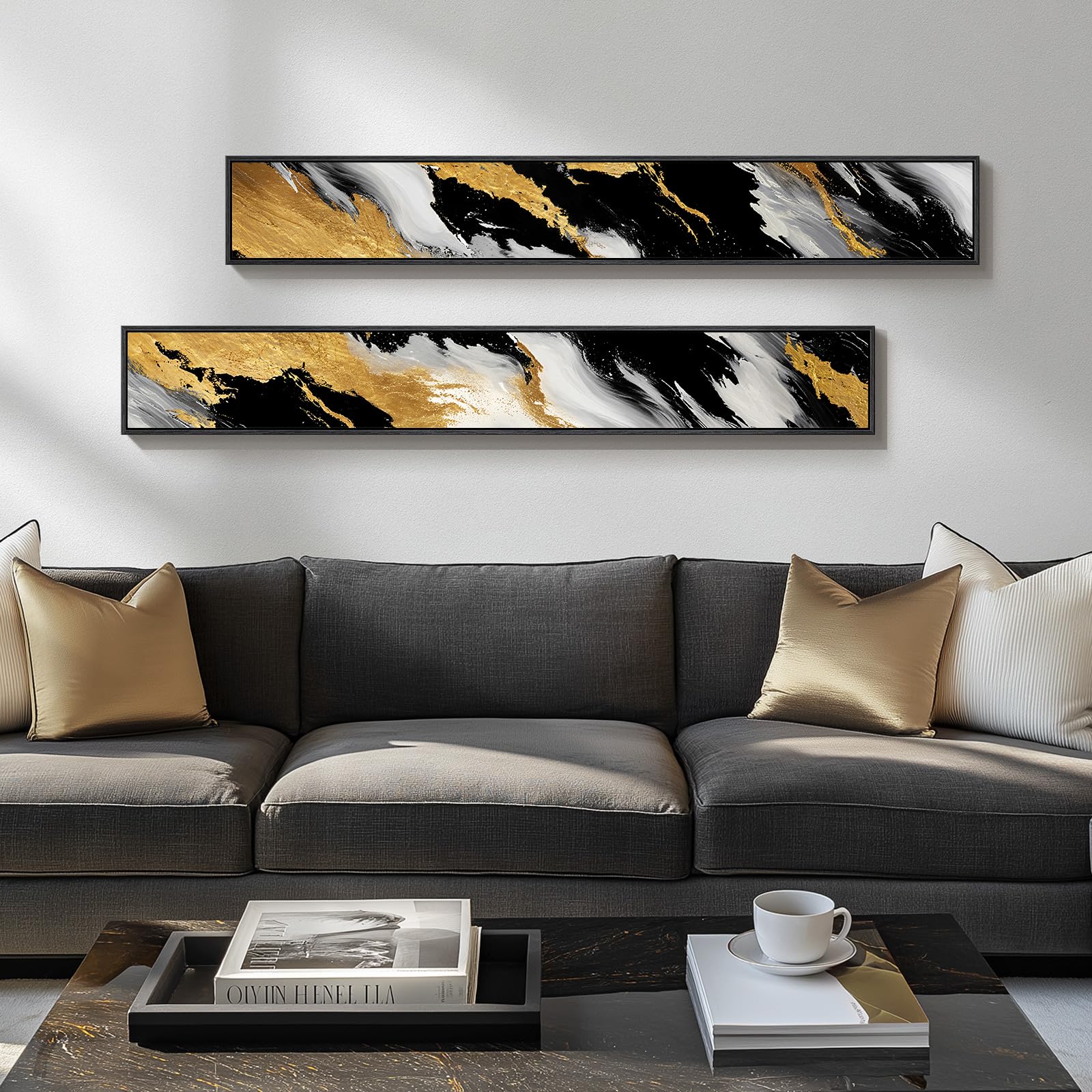 2-Piece Framed Vertical Abstract Canvas Wall Art Set
