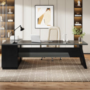 78-Inch L-Shaped Executive Desk with Drawers and File Cabinet