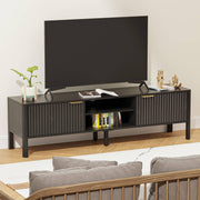 Mid Century Modern TV Stand with Fluted Door Storage