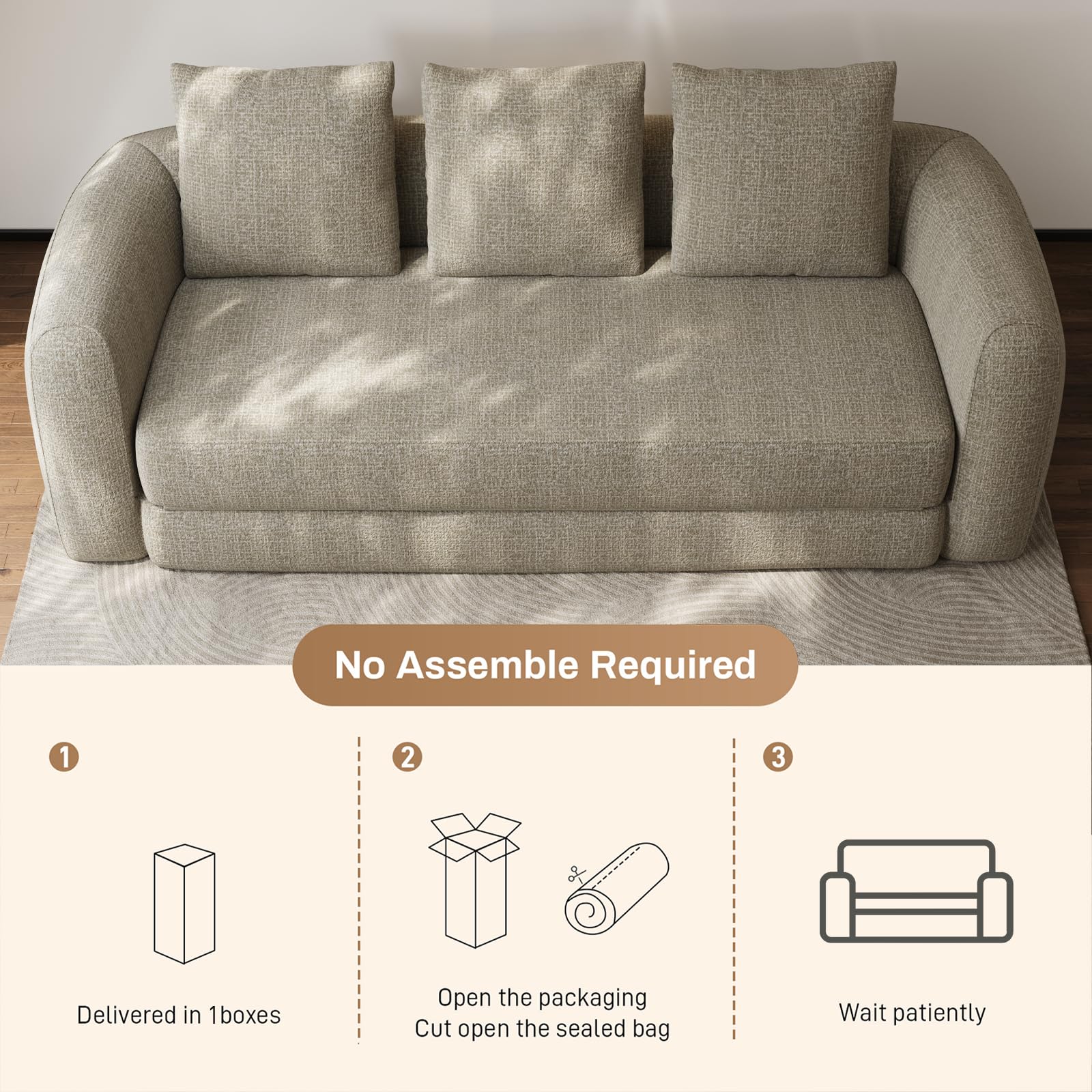 91" Curved Convertible Sofa Couch Bed